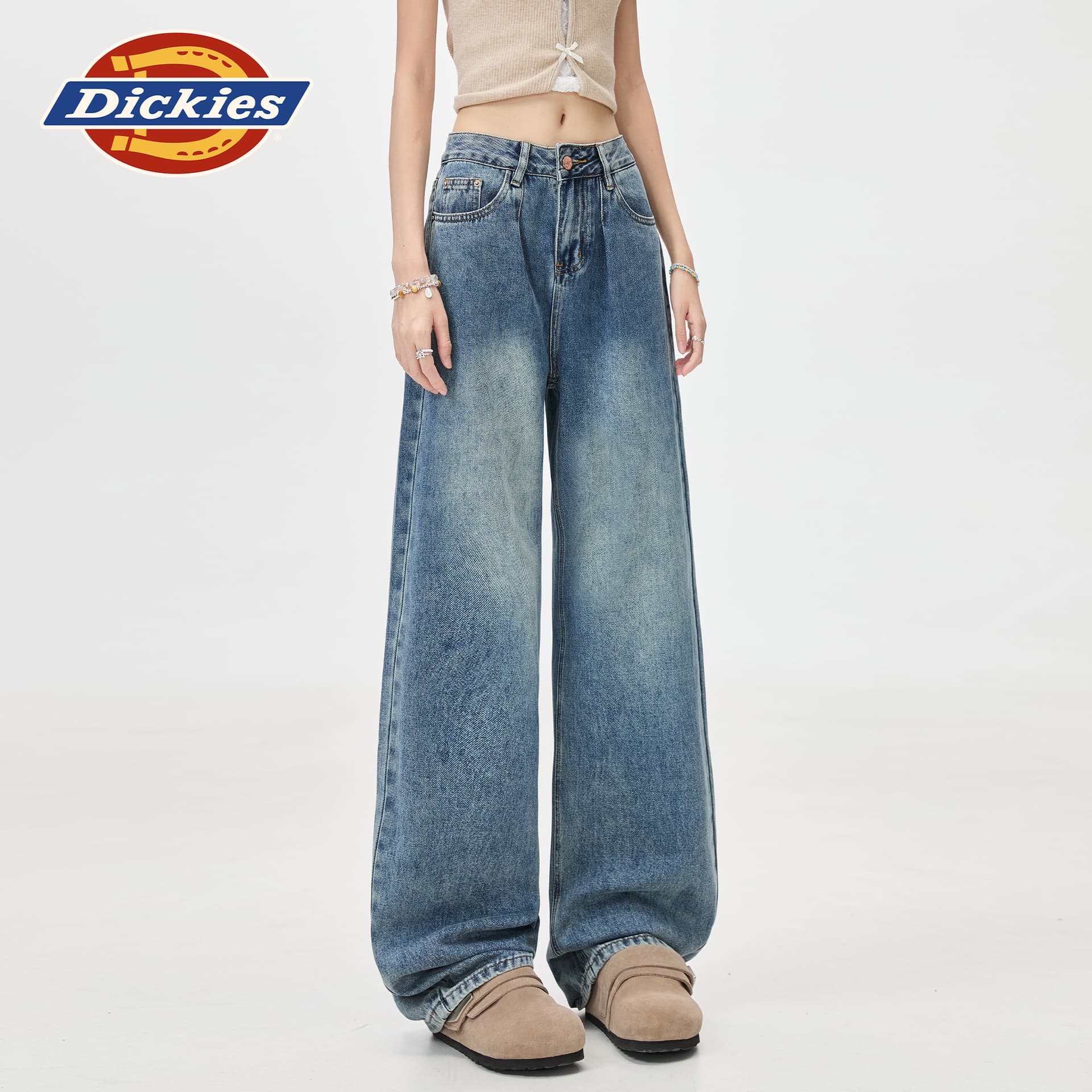 Джинсы dickies Винтажный синий Удлиненная длина Женские Джинсы - изображение 5