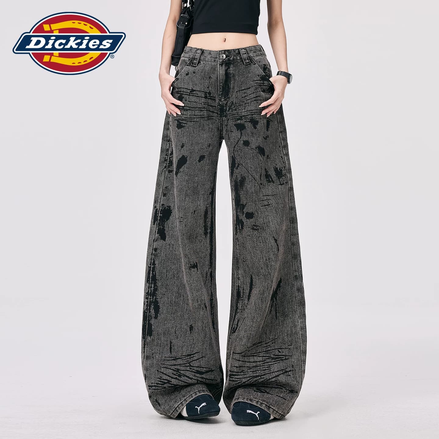 Джинсы dickies Роскошно-черный Серый Удлиненная длина Женские Джинсы - изображение 4