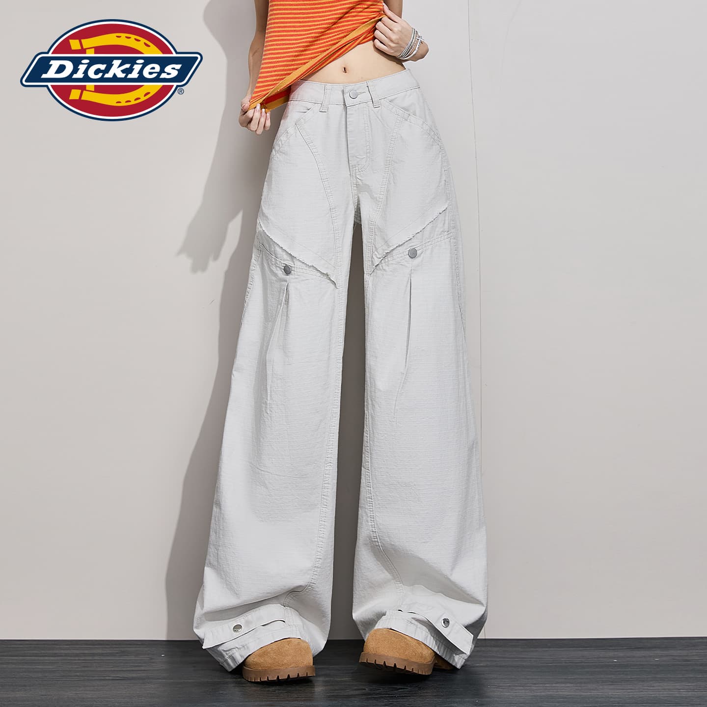 Штаны Dickies Абрикос Серый Удлиненные Женские Повседневные Штаны - изображение 4