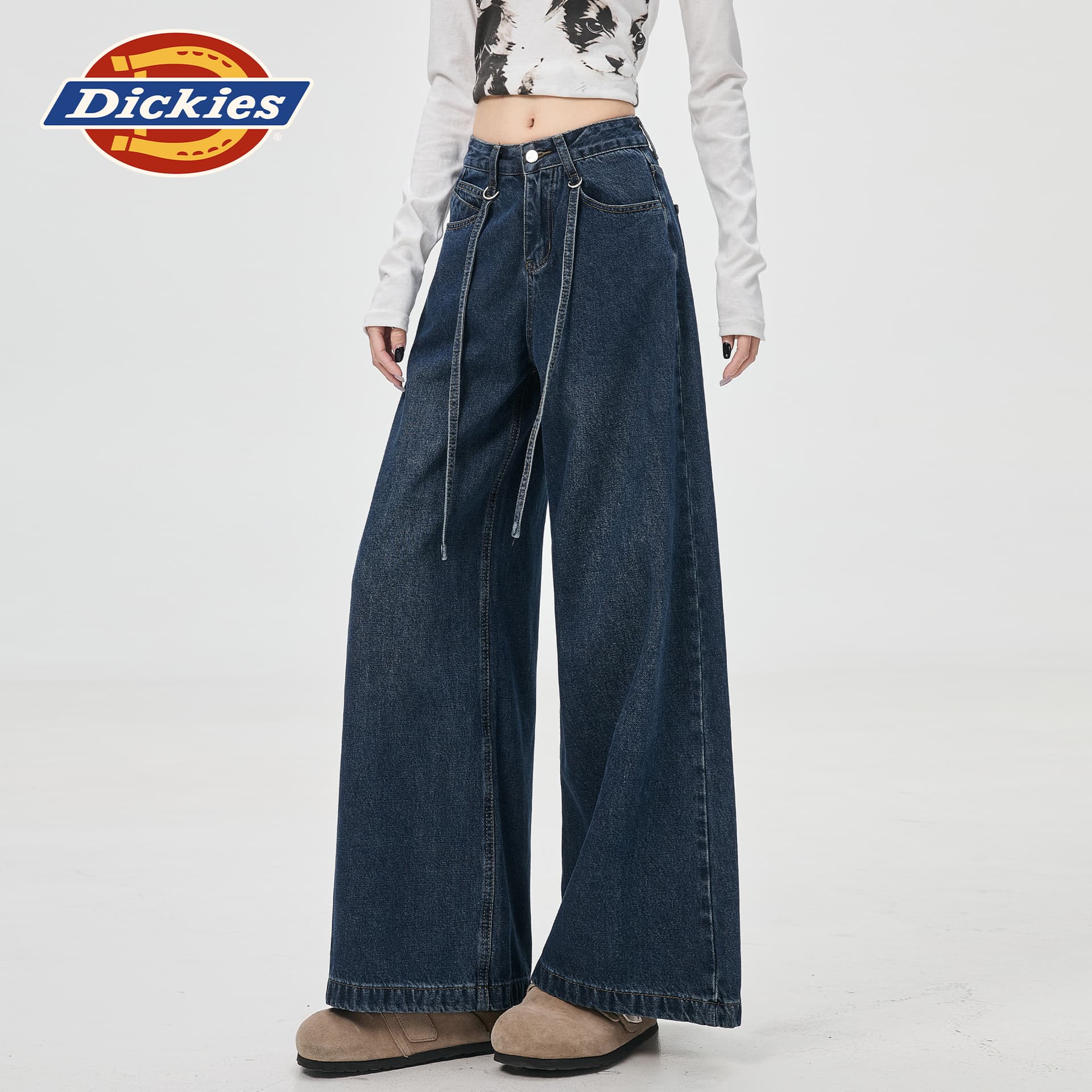 Джинсы dickies Корейский Синий Удлиненная длина Женские Джинсы - изображение 6