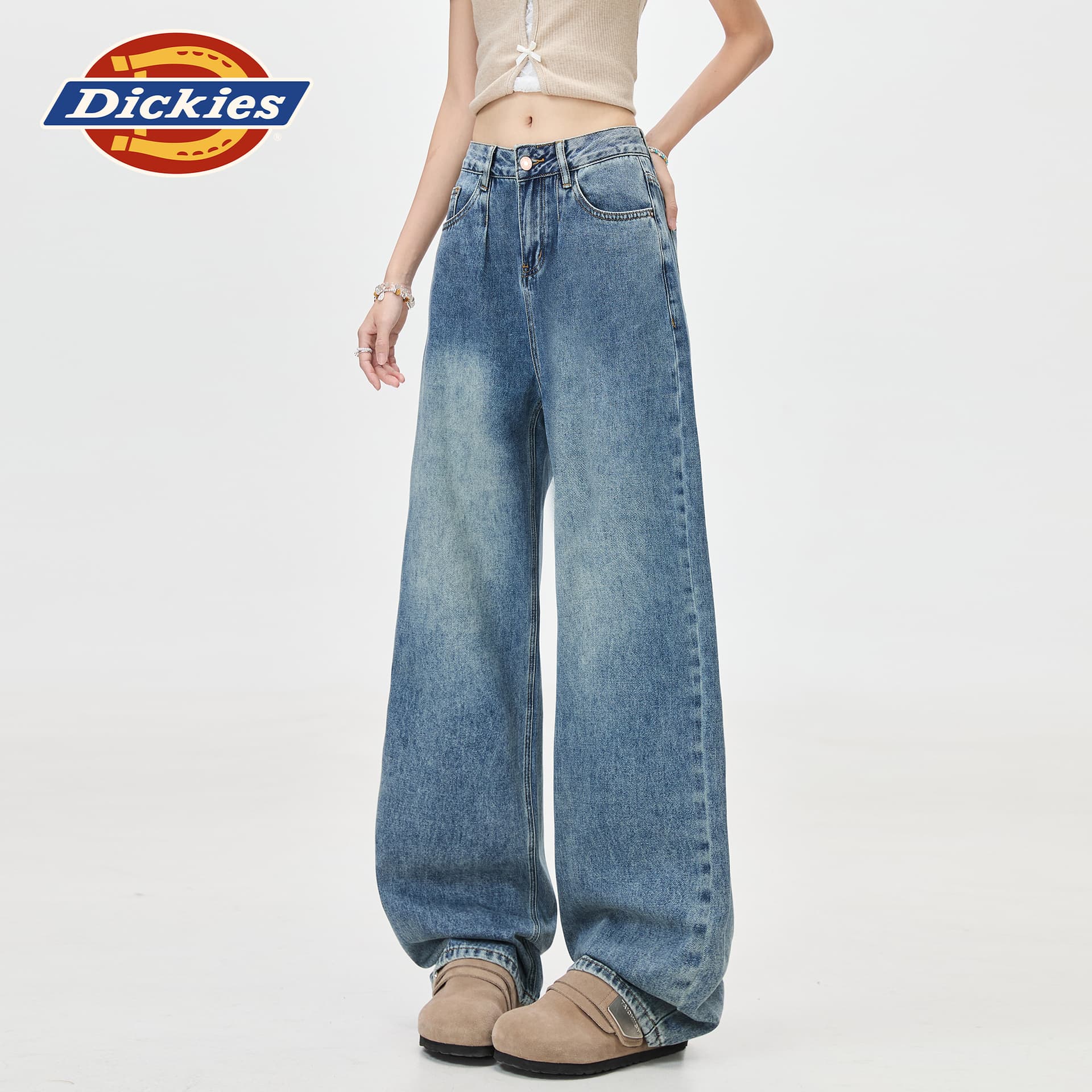 Джинсы dickies Винтажный синий Удлиненная длина Женские Джинсы - изображение 4