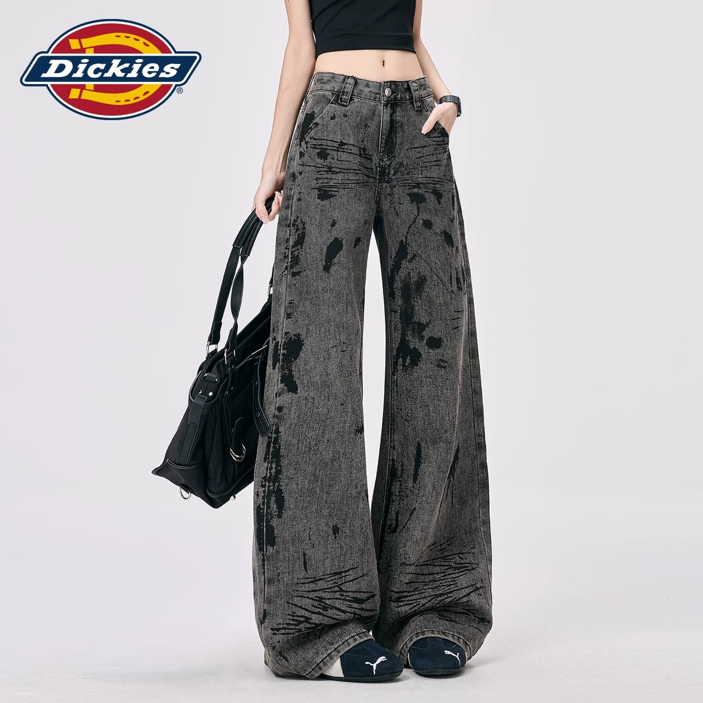 Джинсы dickies Роскошно-черный Серый Удлиненная длина Женские Джинсы - изображение 5