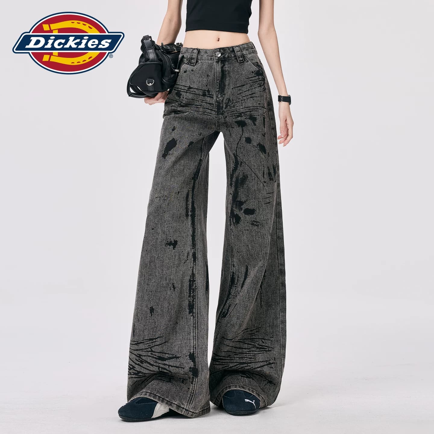 Джинсы dickies Роскошно-черный Серый Удлиненная длина Женские Джинсы - изображение 3