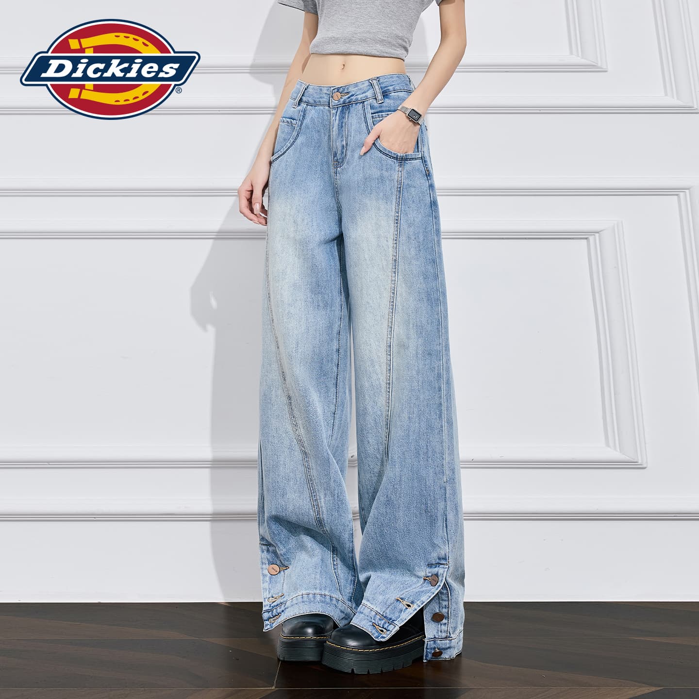 Джинсы dickies Светло-синий Удлиненная длина Женские Джинсы - изображение 3