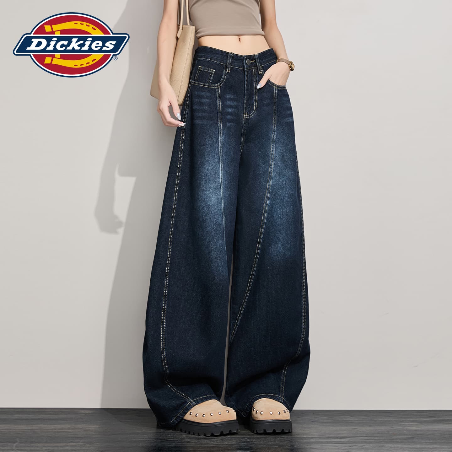Джинсы Dickies Синий Серый Удлиненные Женские Джинсы - изображение 5