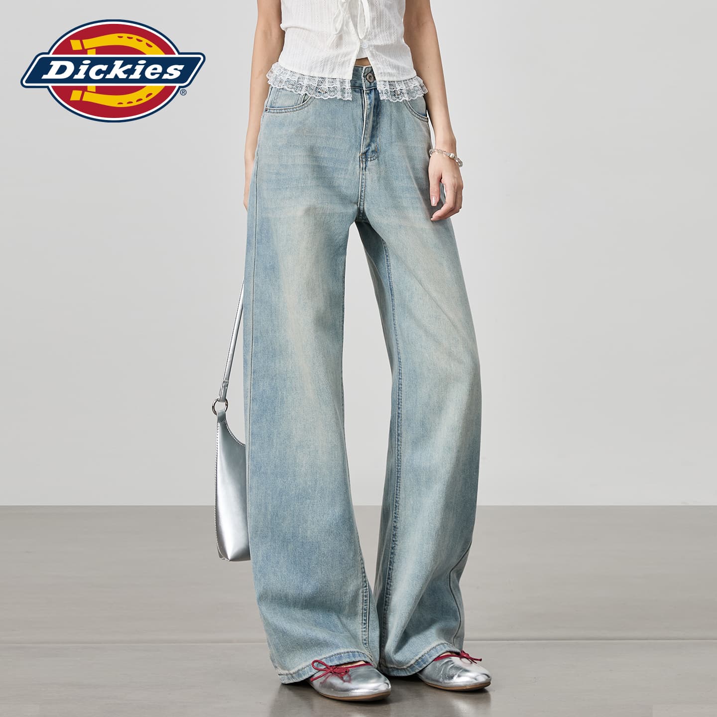 Джинсы Dickies Прохлада ледяной Туманно-голубой Брюки Женские Джинсы - изображение 5