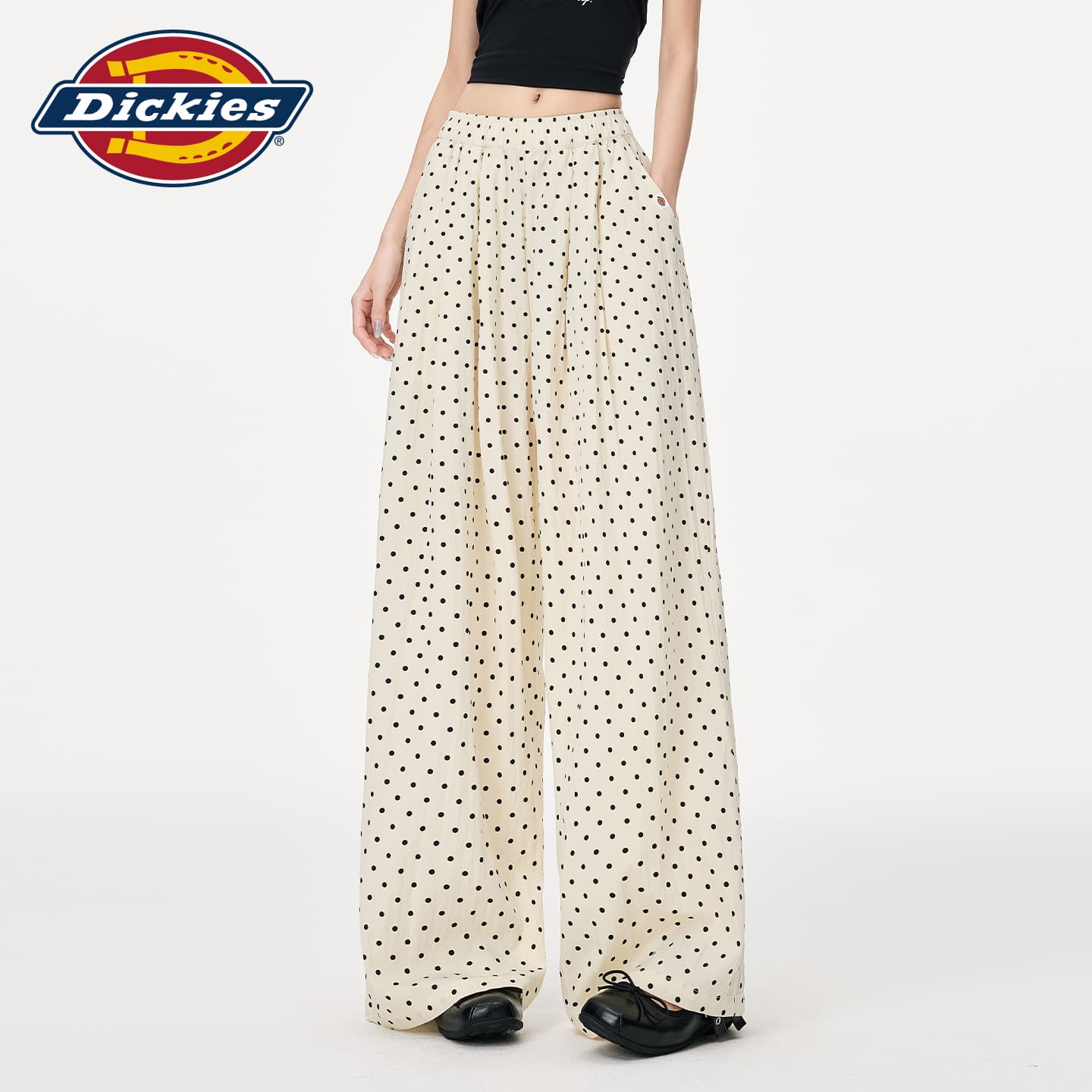 Штаны Dickies Абрикосовые Брюки в Полка Дот для Женщин Повседневные Брюки - изображение 3
