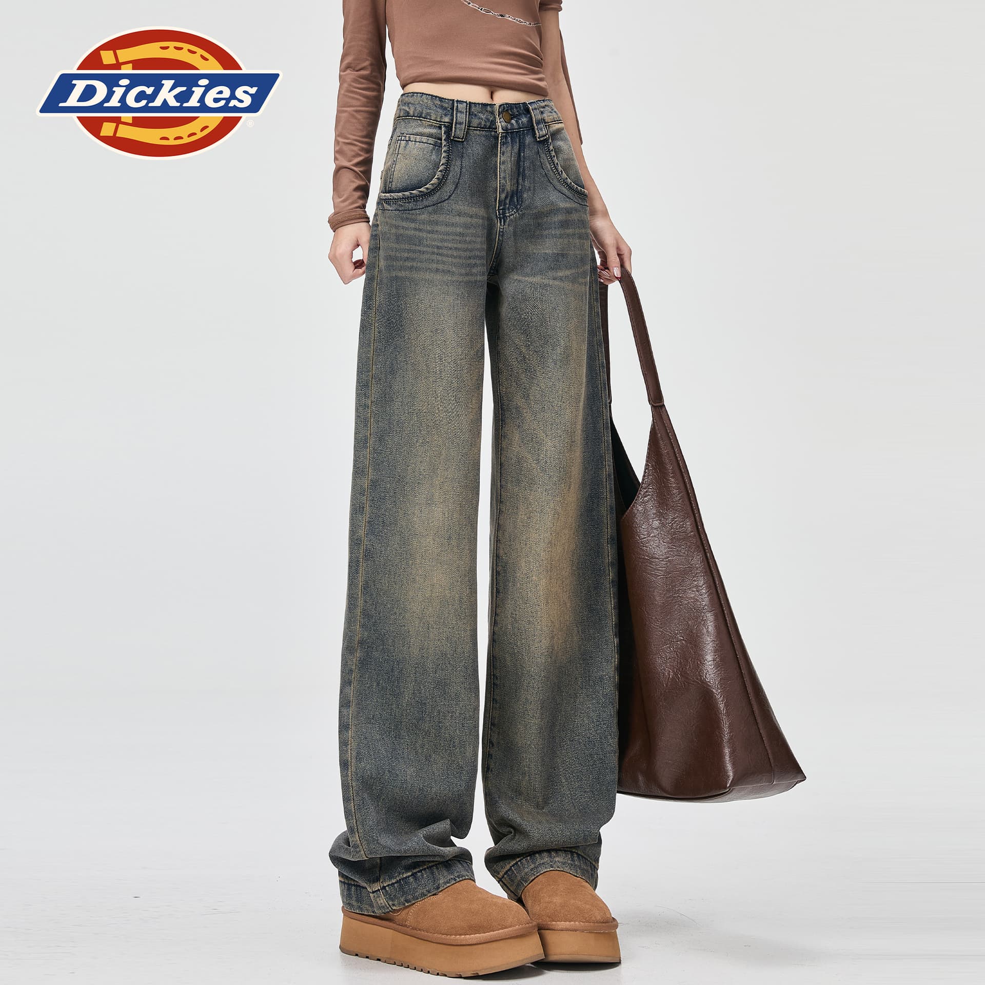 Джинсы dickies Ностальгический синий Удлиненная длина Женские Джинсы - изображение 4