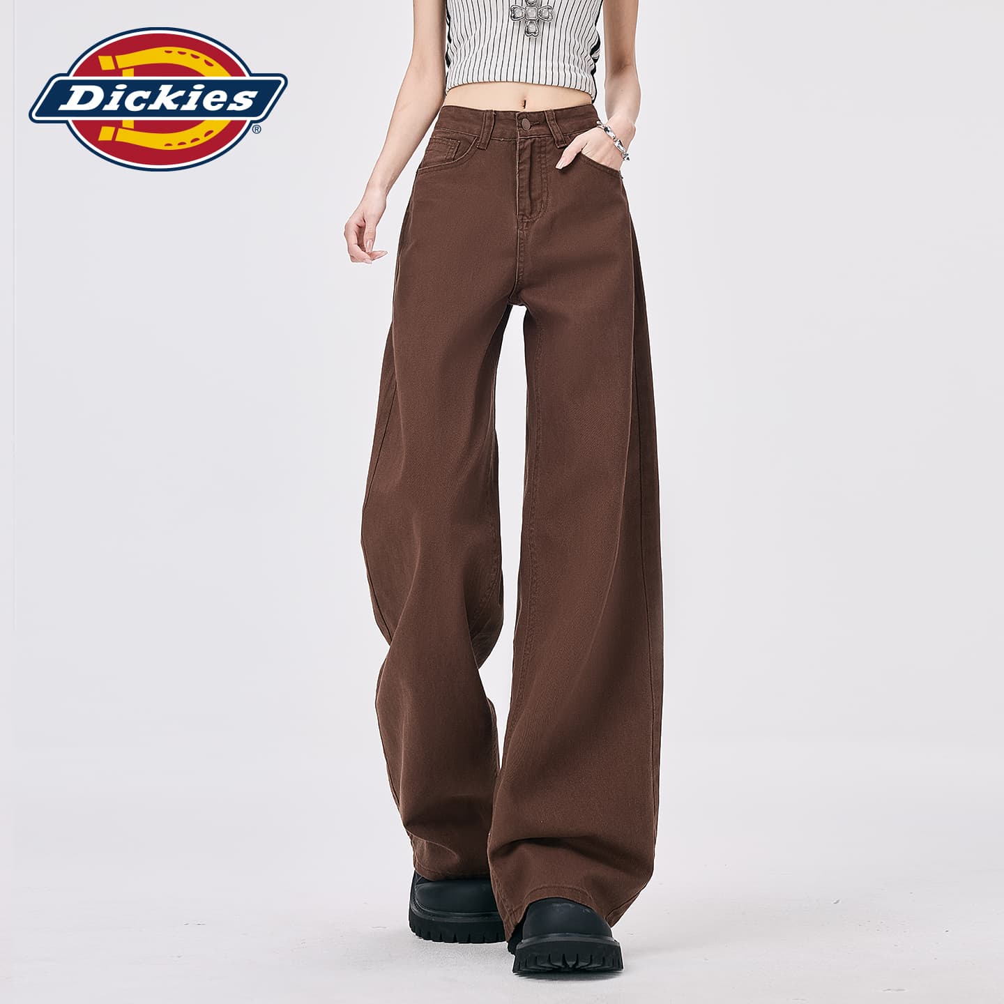 Джинсы Dickies Кофе Удлиненные Женские Джинсы - изображение 6
