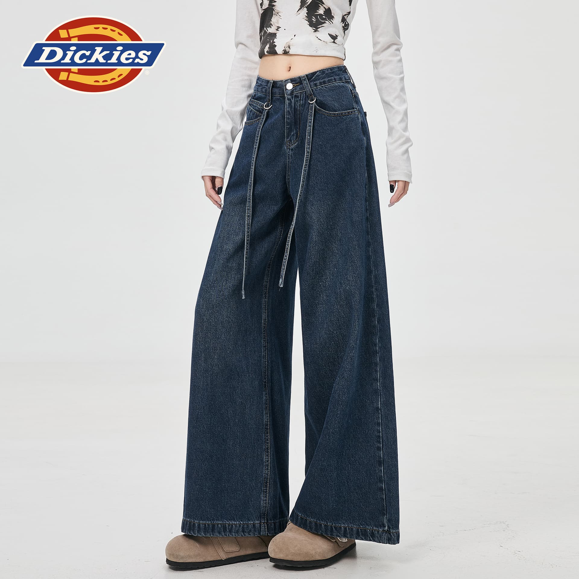 Джинсы dickies Корейский Синий Удлиненная длина Женские Джинсы - изображение 3