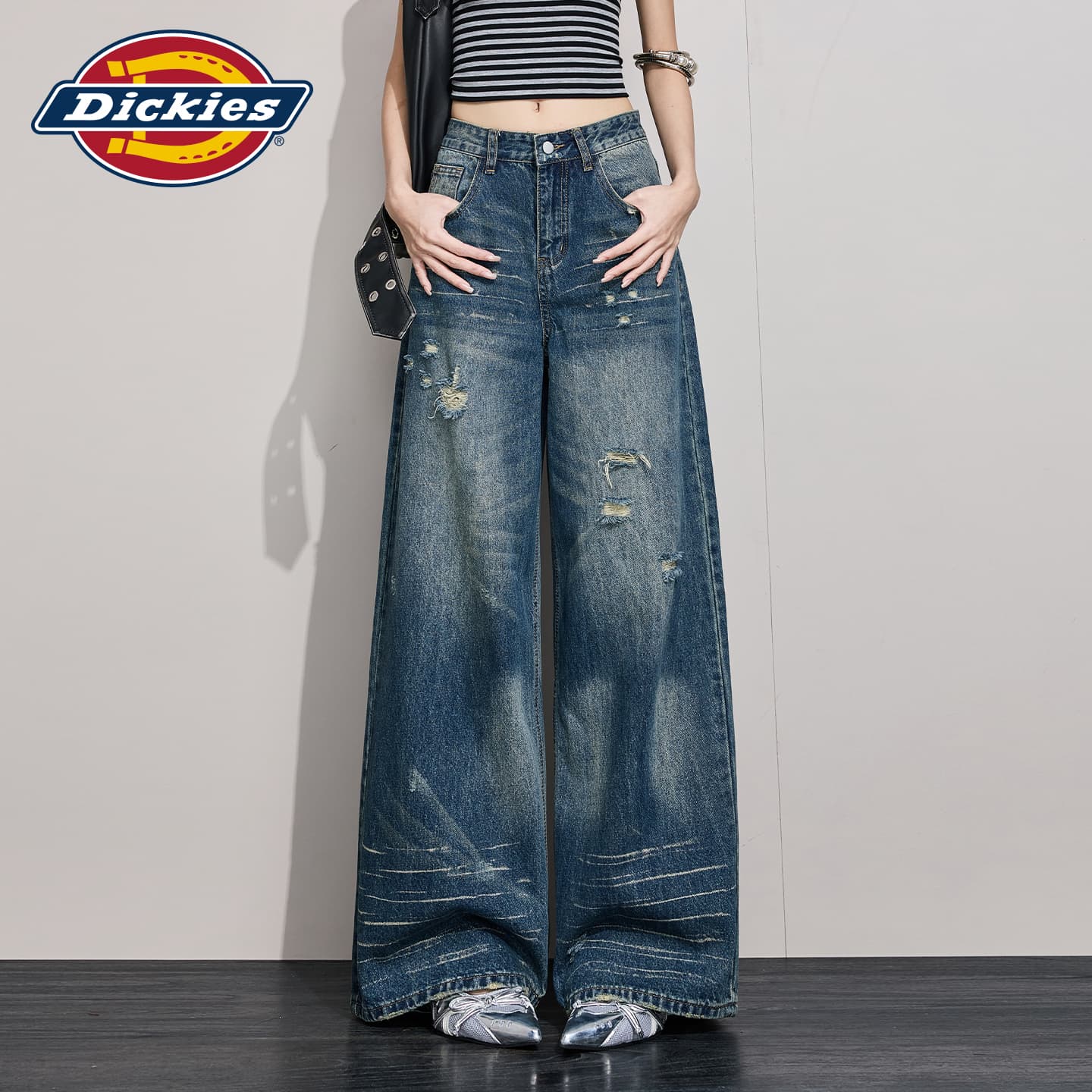 Джинсы Dickies Винтажные Синие Брюки Женские Джинсы - изображение 5