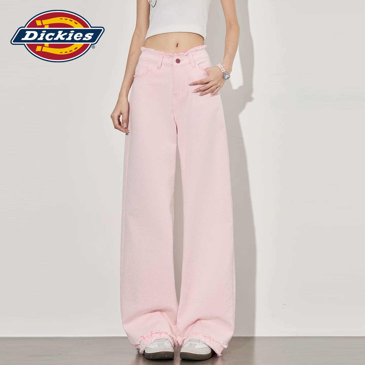 Джинсы dickies Светло-розовый Удлиненная длина Женские Джинсы - изображение 5