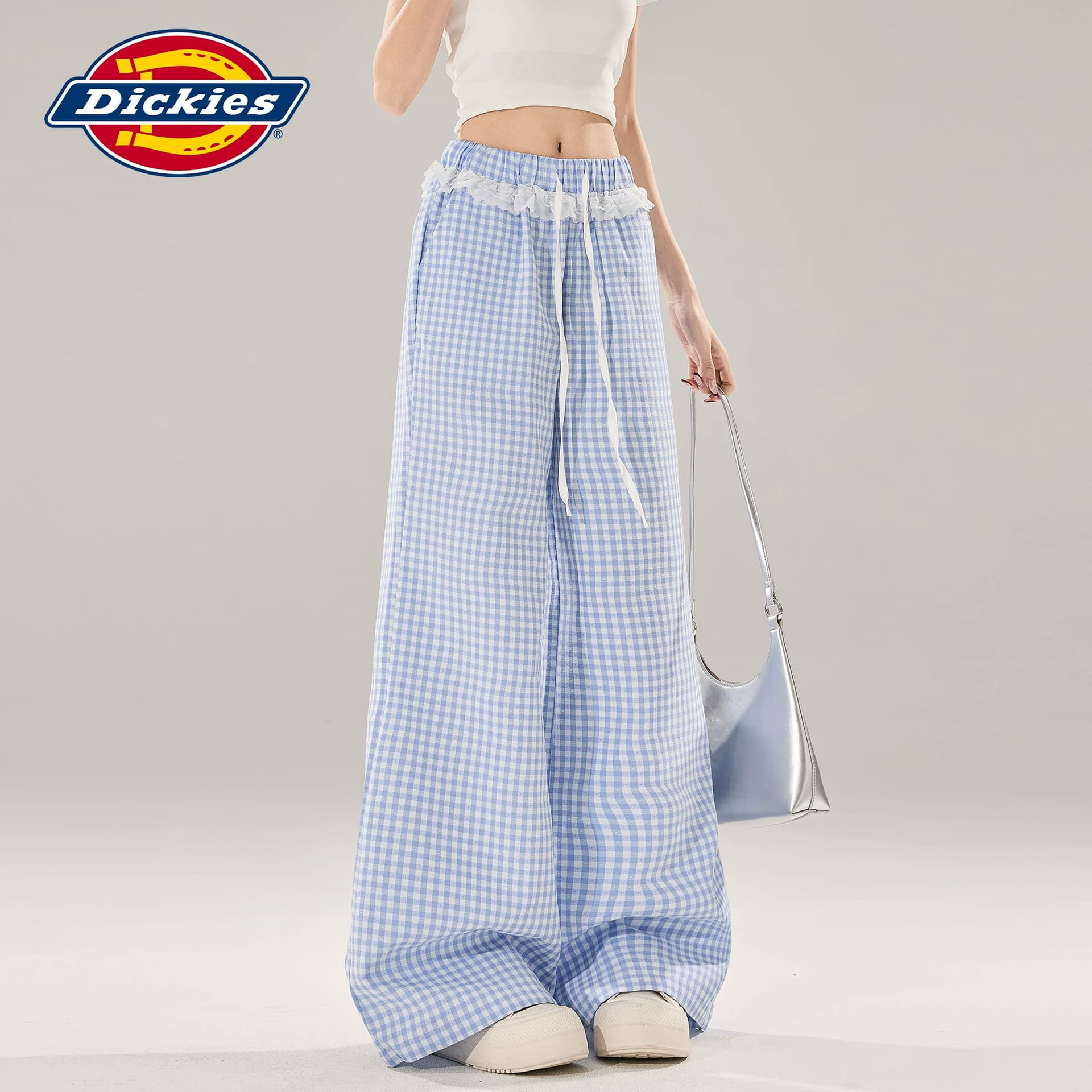 Штаны dickies Синяя клетка Удлиненная длина Женские Повседневные брюки - изображение 6