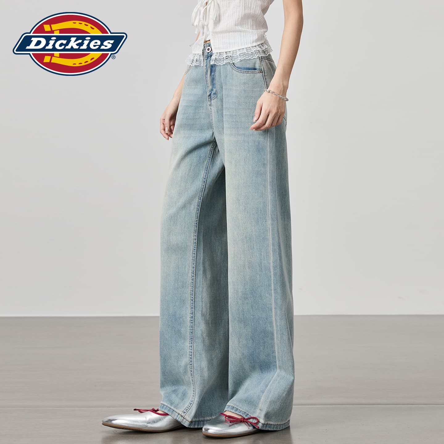 Джинсы Dickies Прохлада ледяной Туманно-голубой Брюки Женские Джинсы - изображение 6