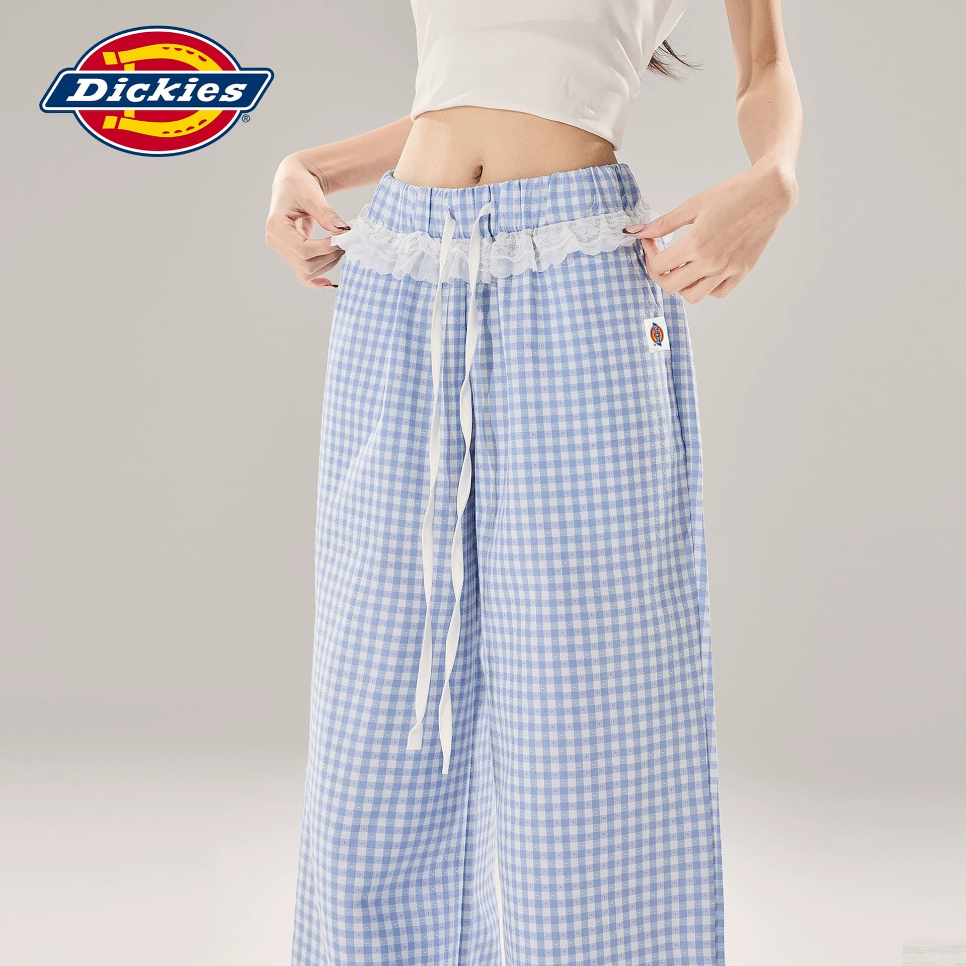 Штаны dickies Синяя клетка Удлиненная длина Женские Повседневные брюки - изображение 3