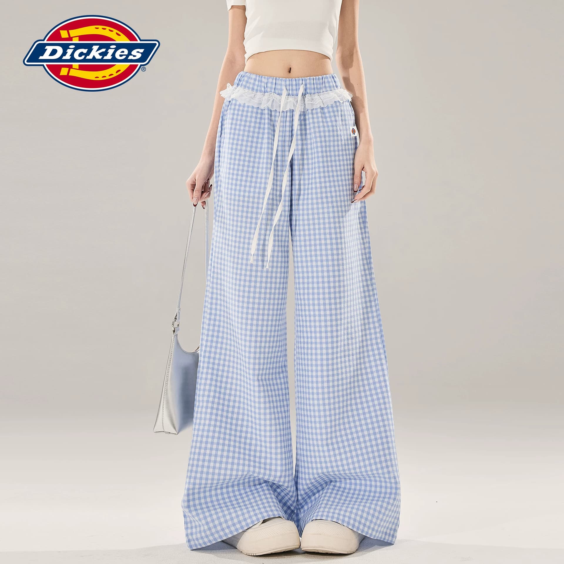 Штаны dickies Синяя клетка Удлиненная длина Женские Повседневные брюки - изображение 4