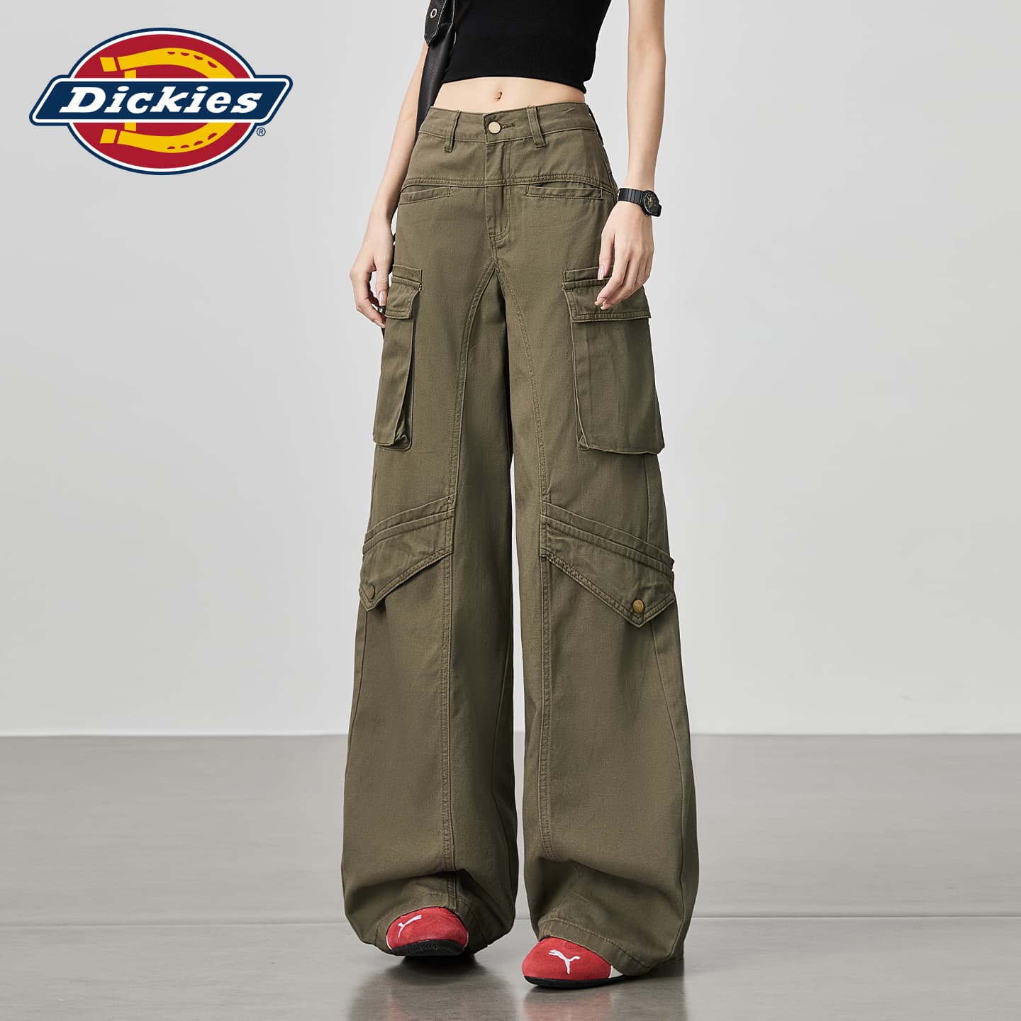 Джинсы Dickies Армия Зеленый Удлиненные Женские Джинсы - изображение 3