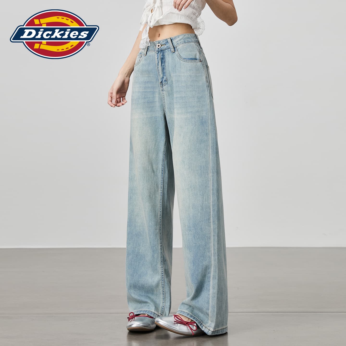 Джинсы Dickies Прохлада ледяной Туманно-голубой Брюки Женские Джинсы - изображение 3