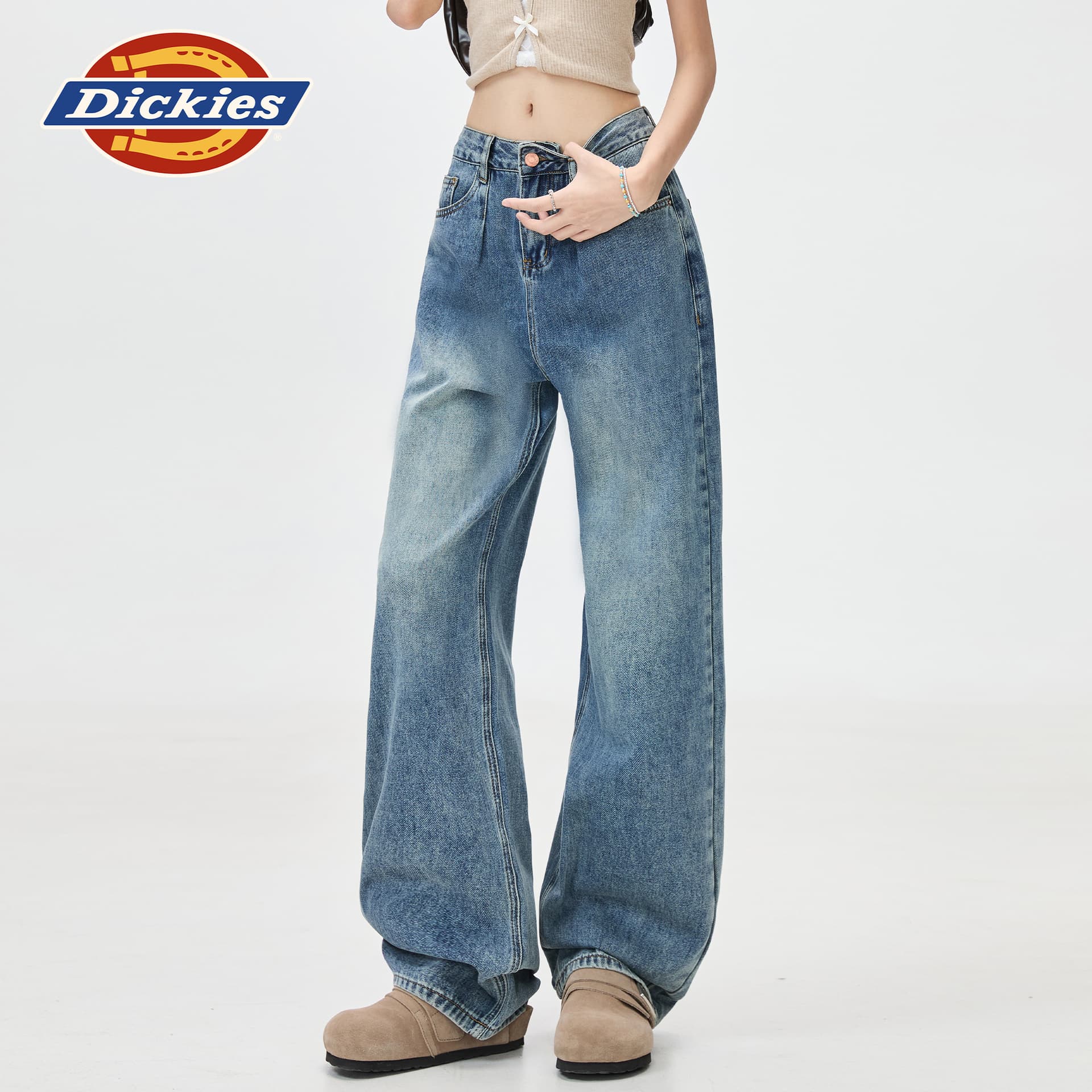Джинсы dickies Винтажный синий Удлиненная длина Женские Джинсы - изображение 6