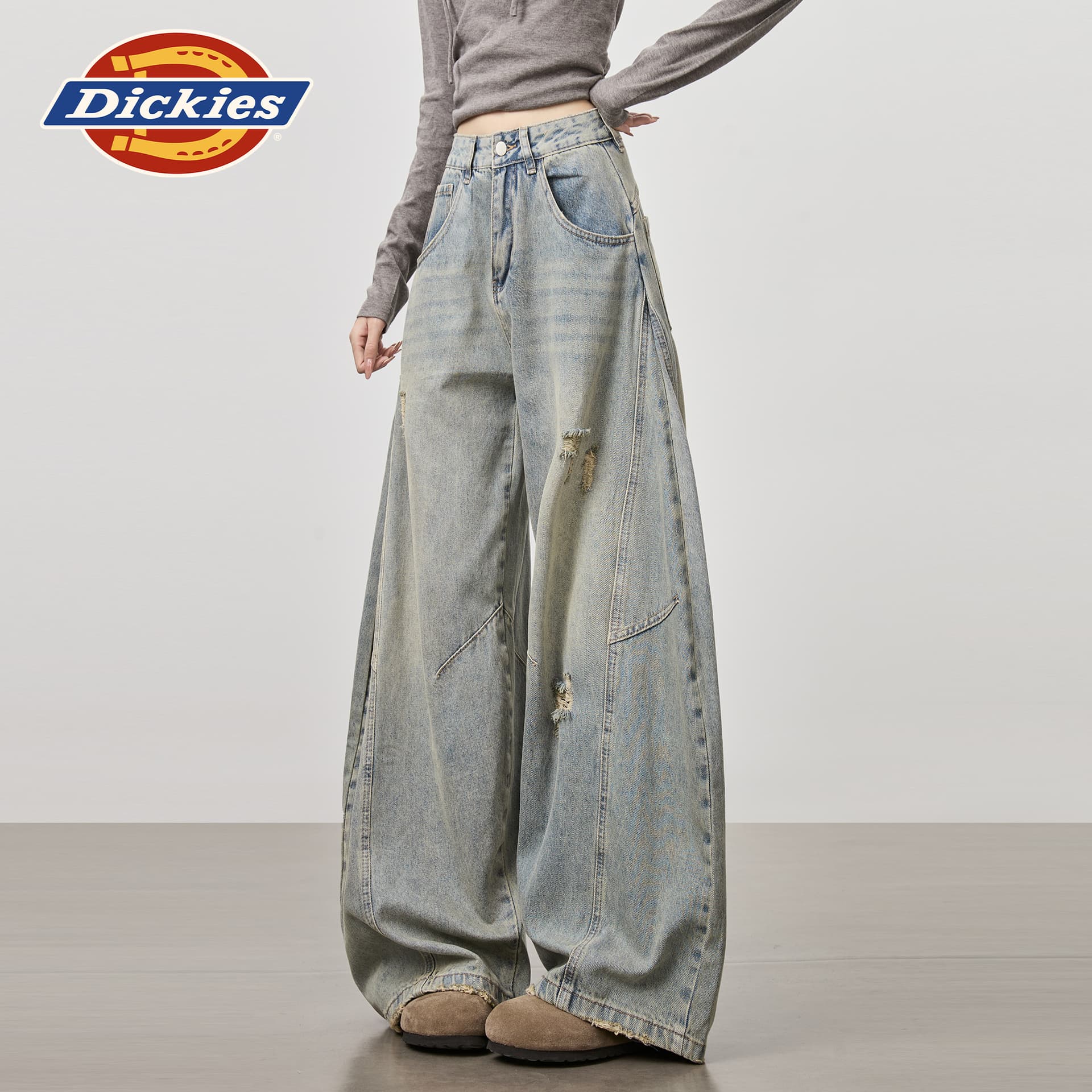 Джинсы dickies Светло-синий Удлиненная длина Женские Джинсы - изображение 3
