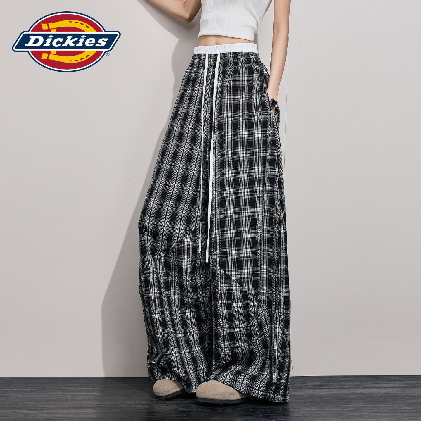Штаны Dickies Серые Клетчатые Брюки Женские Повседневные Брюки - изображение 3
