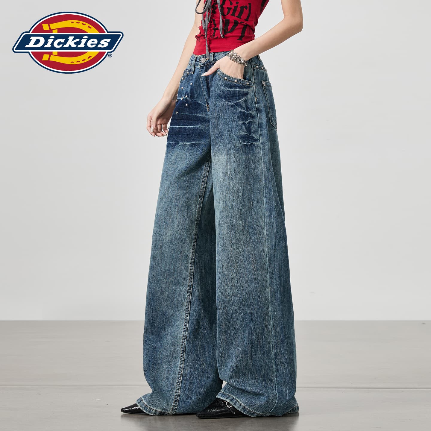 Джинсы Dickies Винтажные Синие Брюки Женские Джинсы - изображение 5