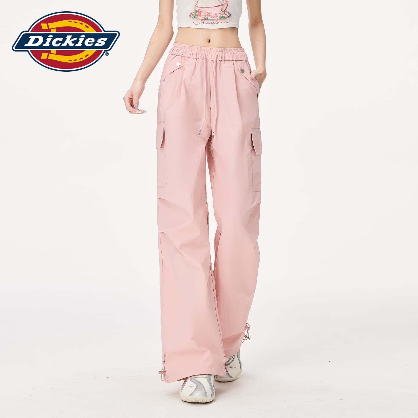 Штаны Dickies Розовые кожаные высокие женские повседневные штаны - изображение 6