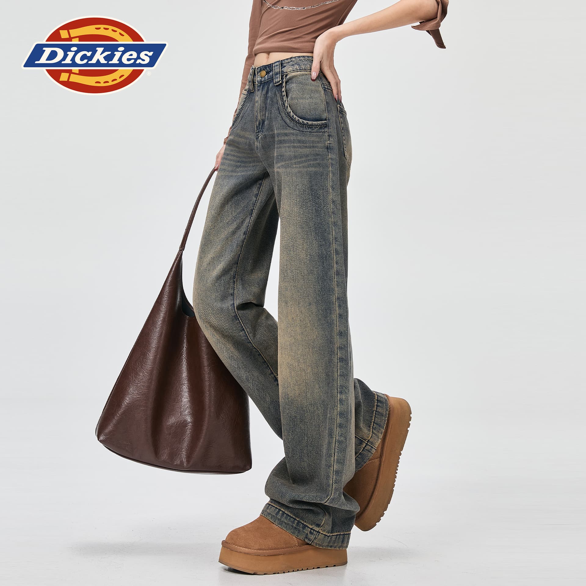 Джинсы dickies Ностальгический синий Удлиненная длина Женские Джинсы - изображение 6