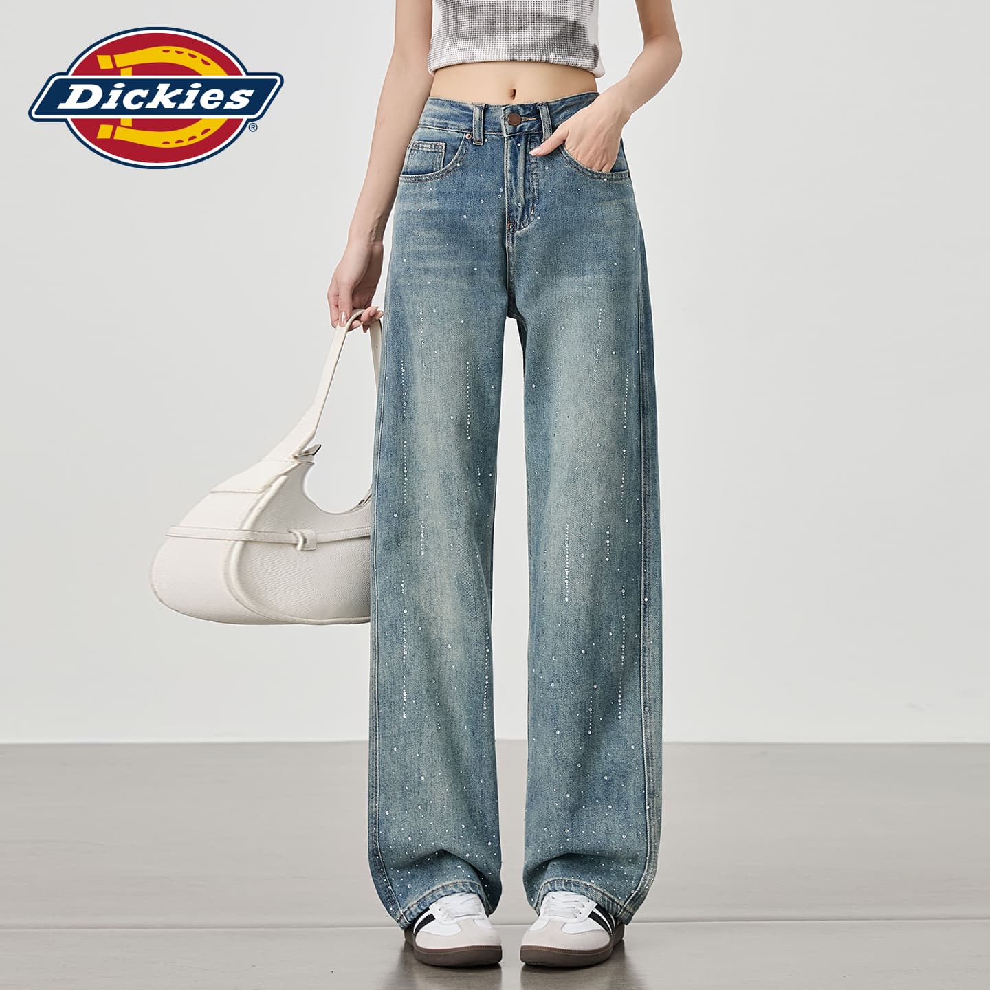 Джинсы Dickies Винтажный синий Удлиненные женские джинсы - изображение 6