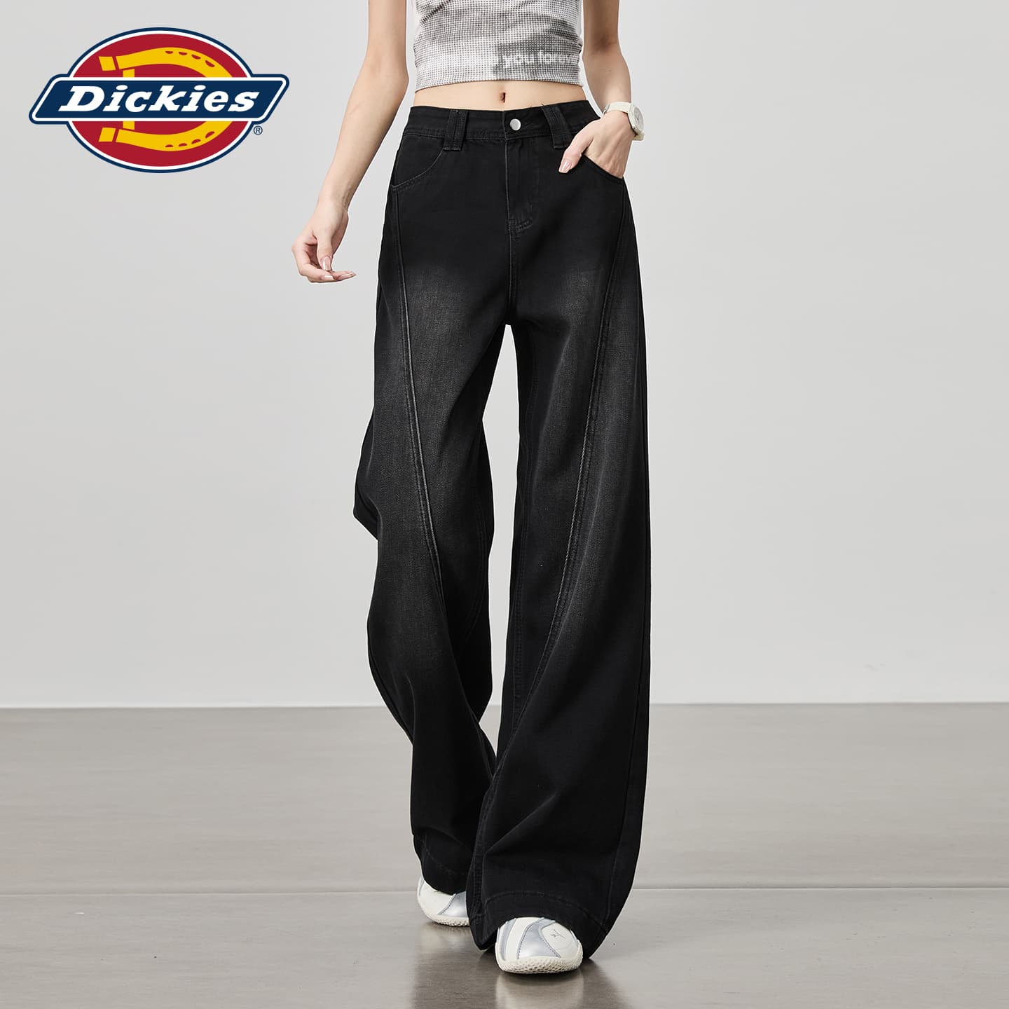 Джинсы Dickies Черный Серый Удлиненные Женские Джинсы - изображение 4