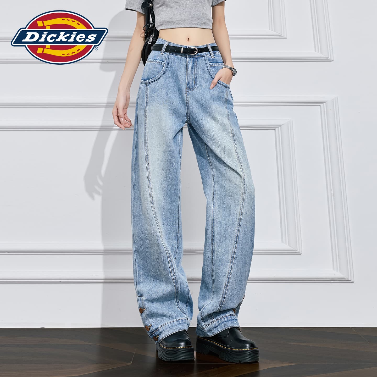 Джинсы dickies Светло-синий Удлиненная длина Женские Джинсы - изображение 5