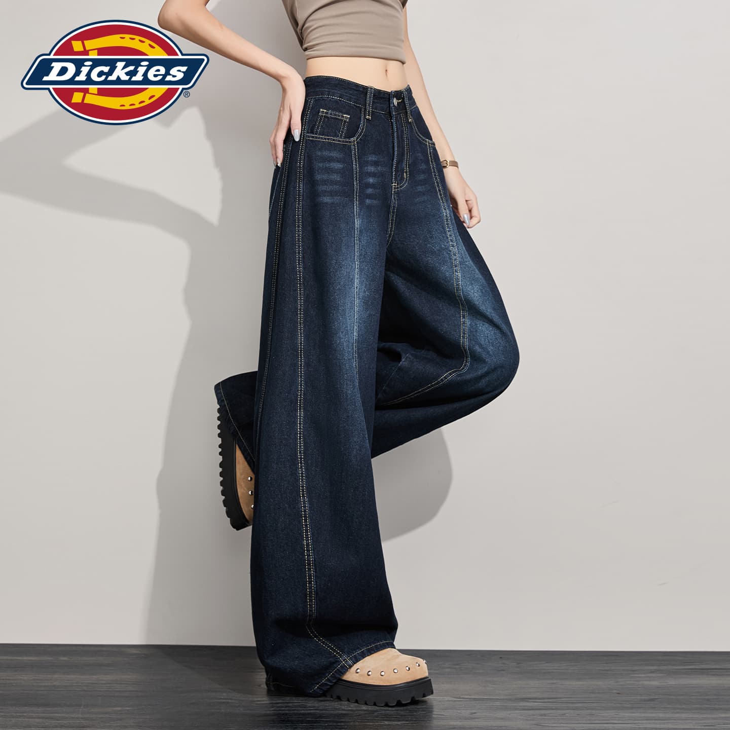 Джинсы Dickies Синий Серый Удлиненные Женские Джинсы - изображение 6