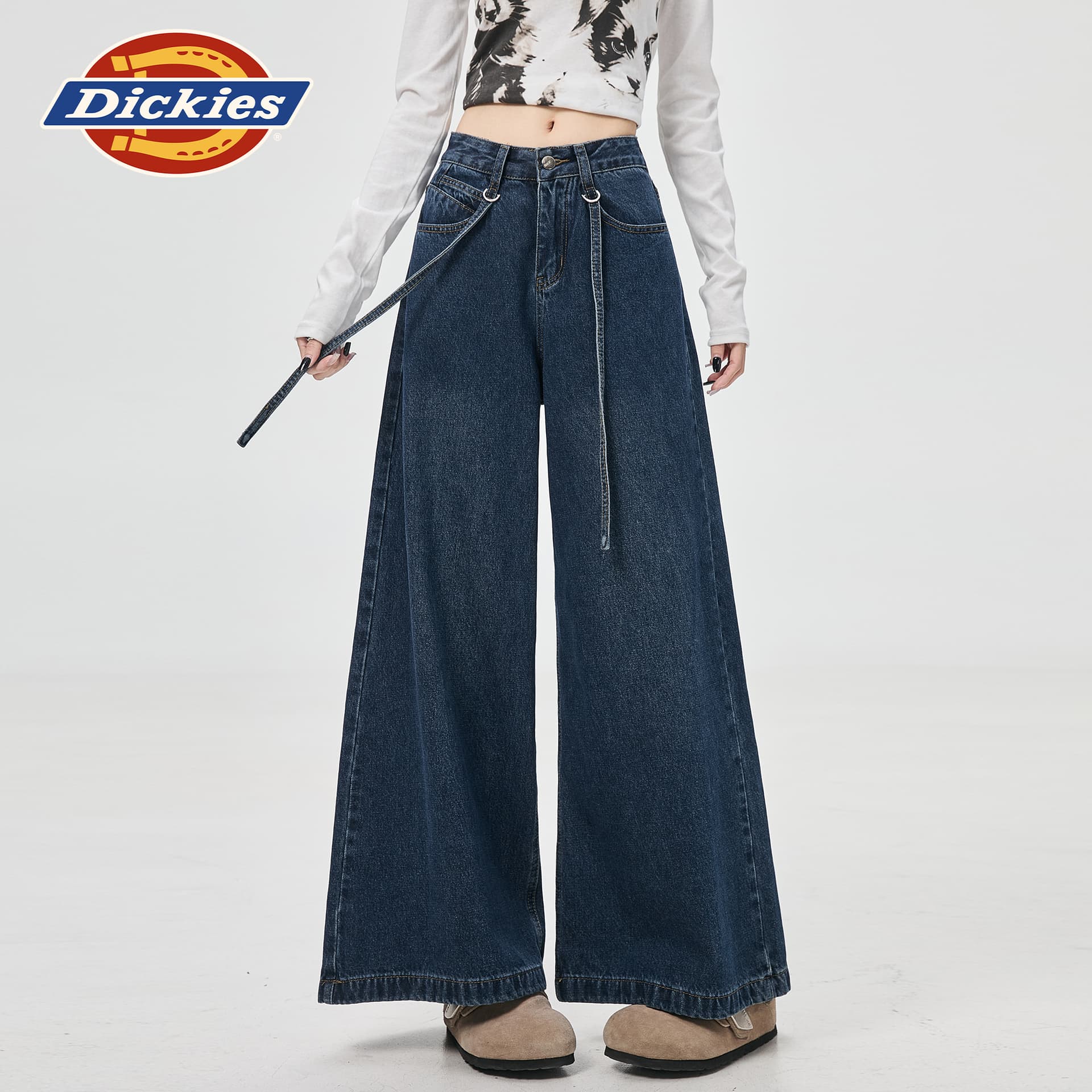 Джинсы dickies Корейский Синий Удлиненная длина Женские Джинсы - изображение 4