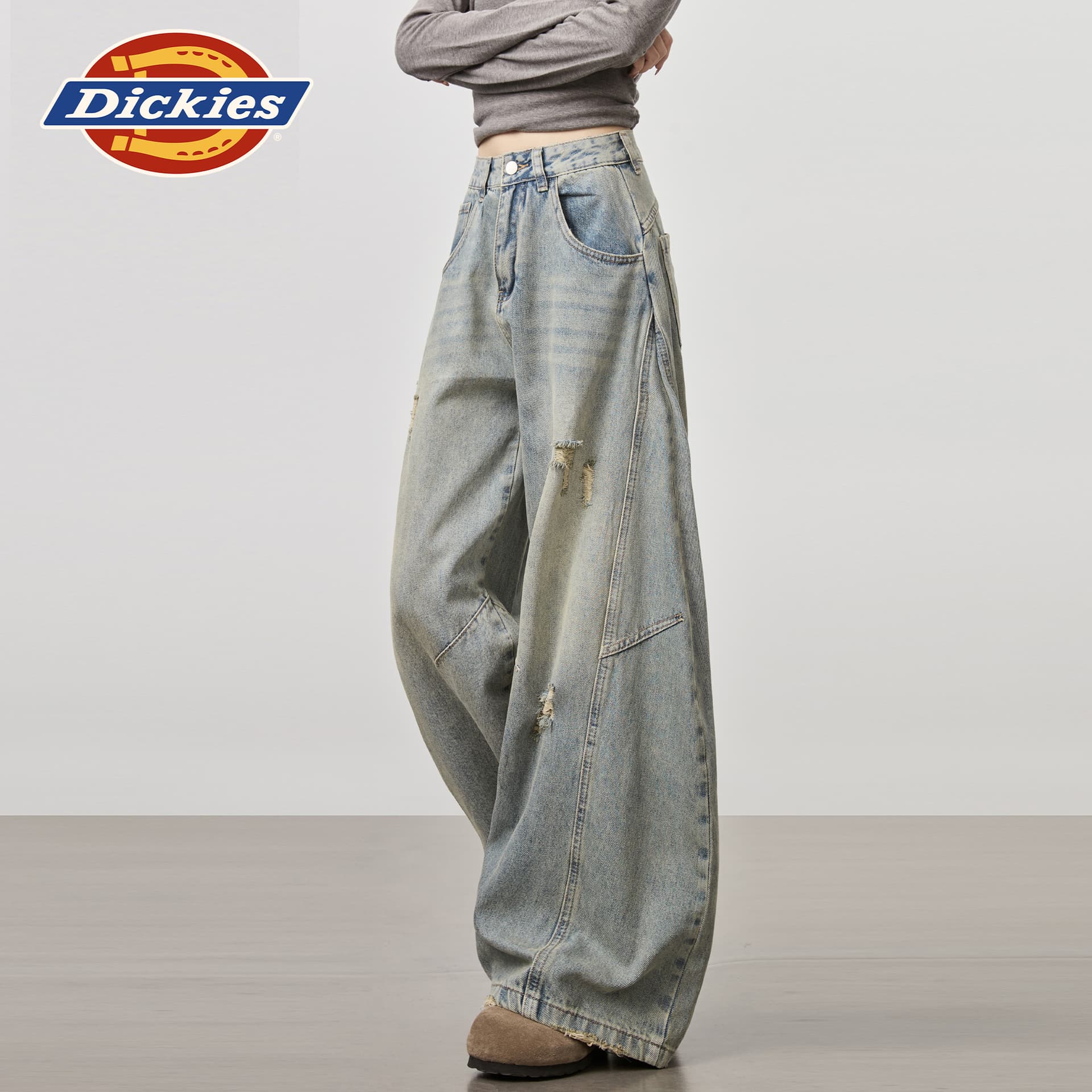 Джинсы dickies Светло-синий Удлиненная длина Женские Джинсы - изображение 5