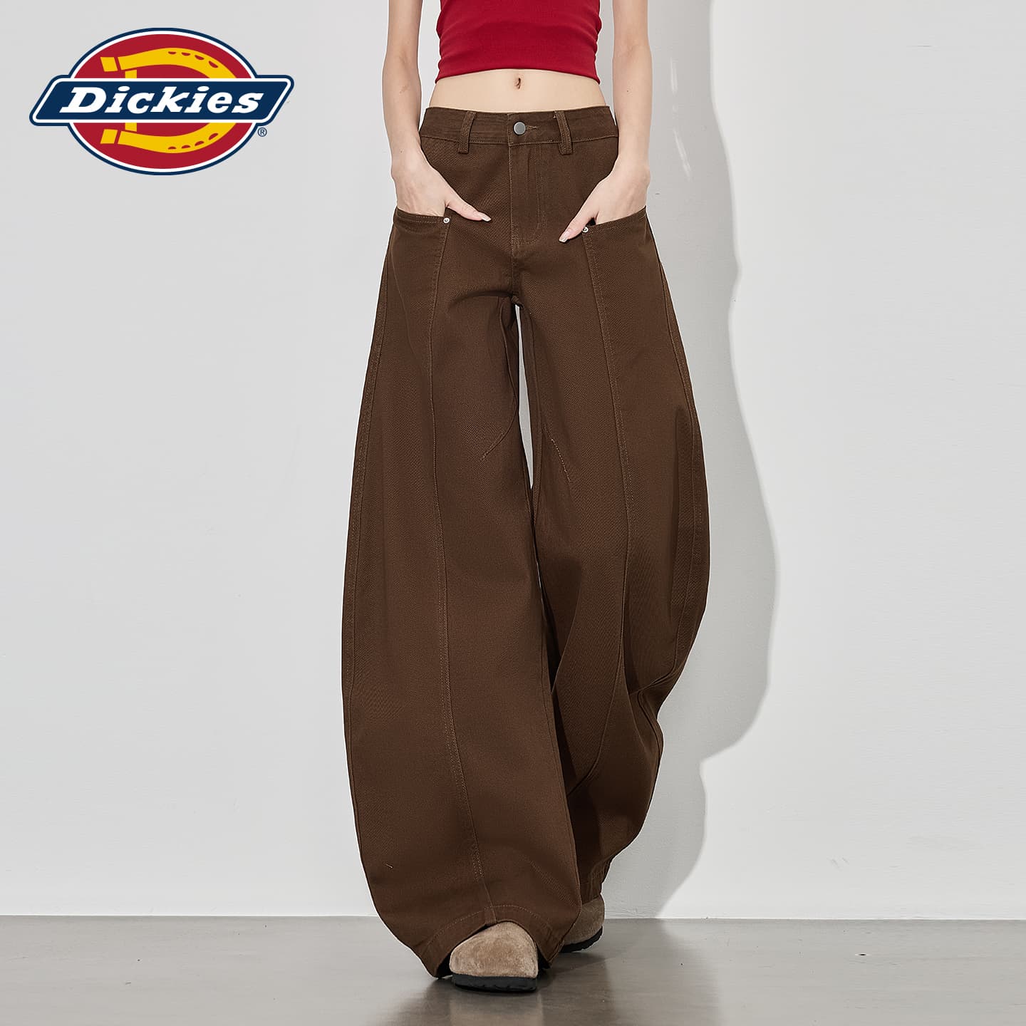 Штаны Dickies Коричневые Кофейные Удлиненные Женские Повседневные Брюки - изображение 4