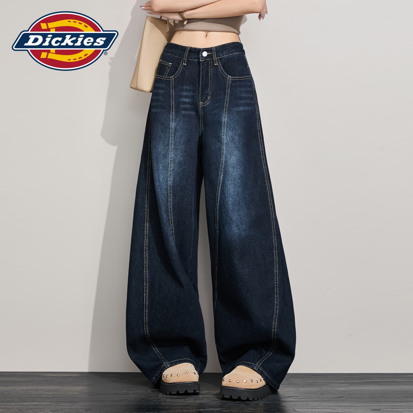 Джинсы Dickies Синий Серый Удлиненные Женские Джинсы - изображение 4