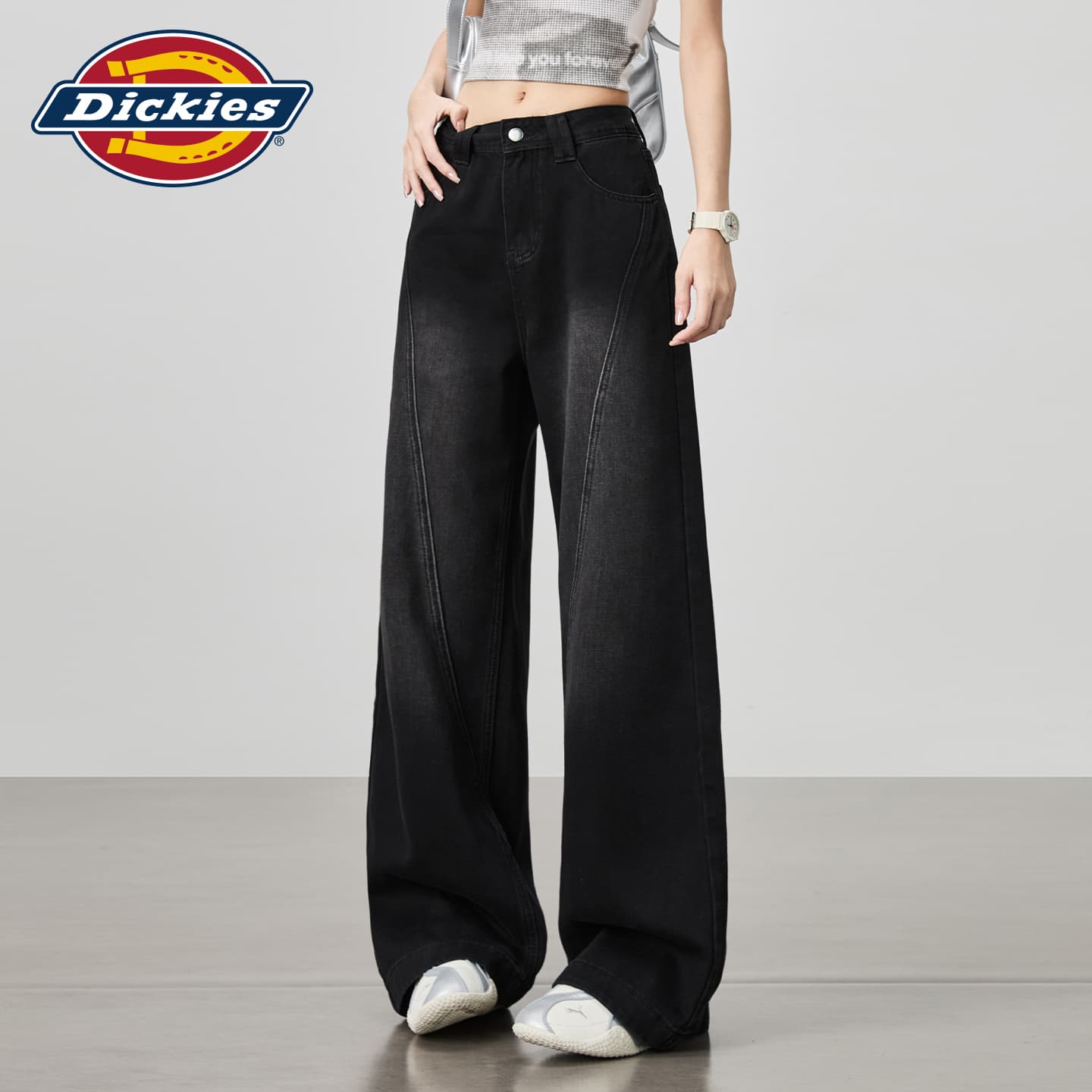 Джинсы Dickies Черный Серый Удлиненные Женские Джинсы - изображение 5