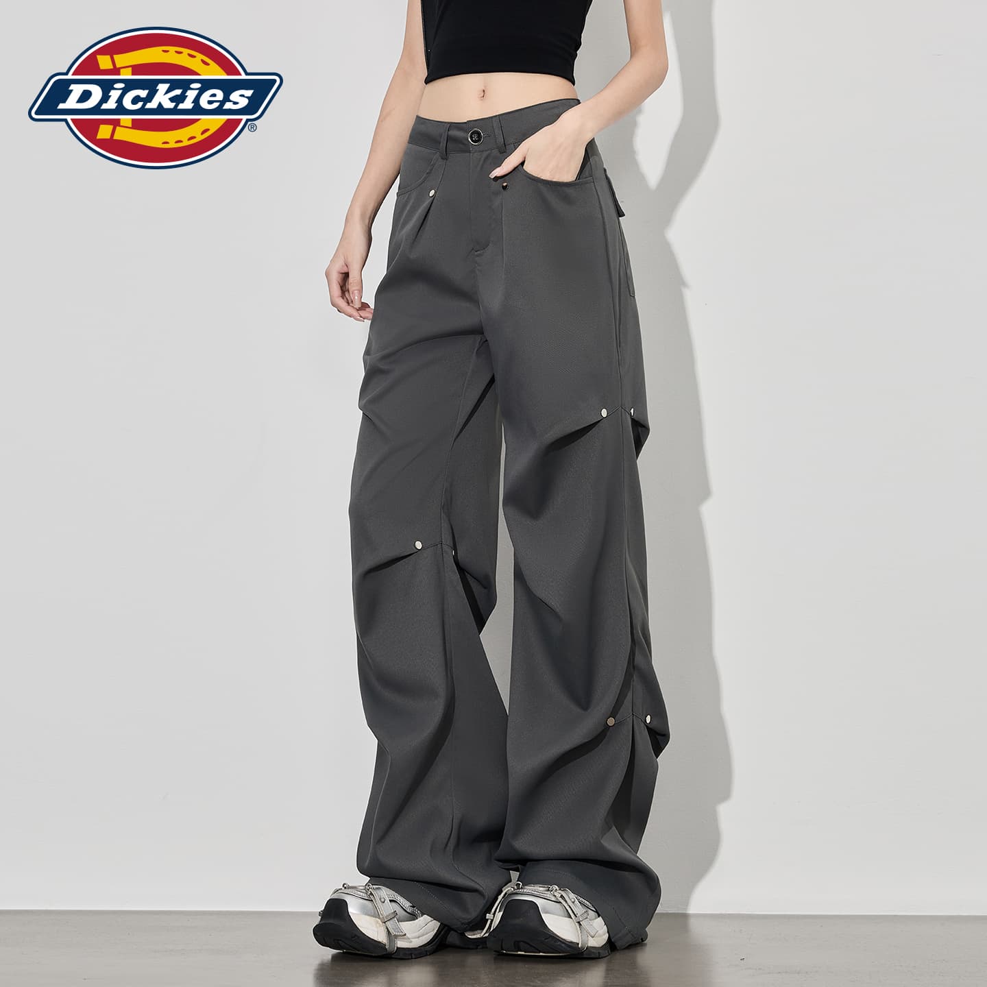 Штаны Dickies Серые Удлиненные Женские Повседневные Брюки - изображение 3