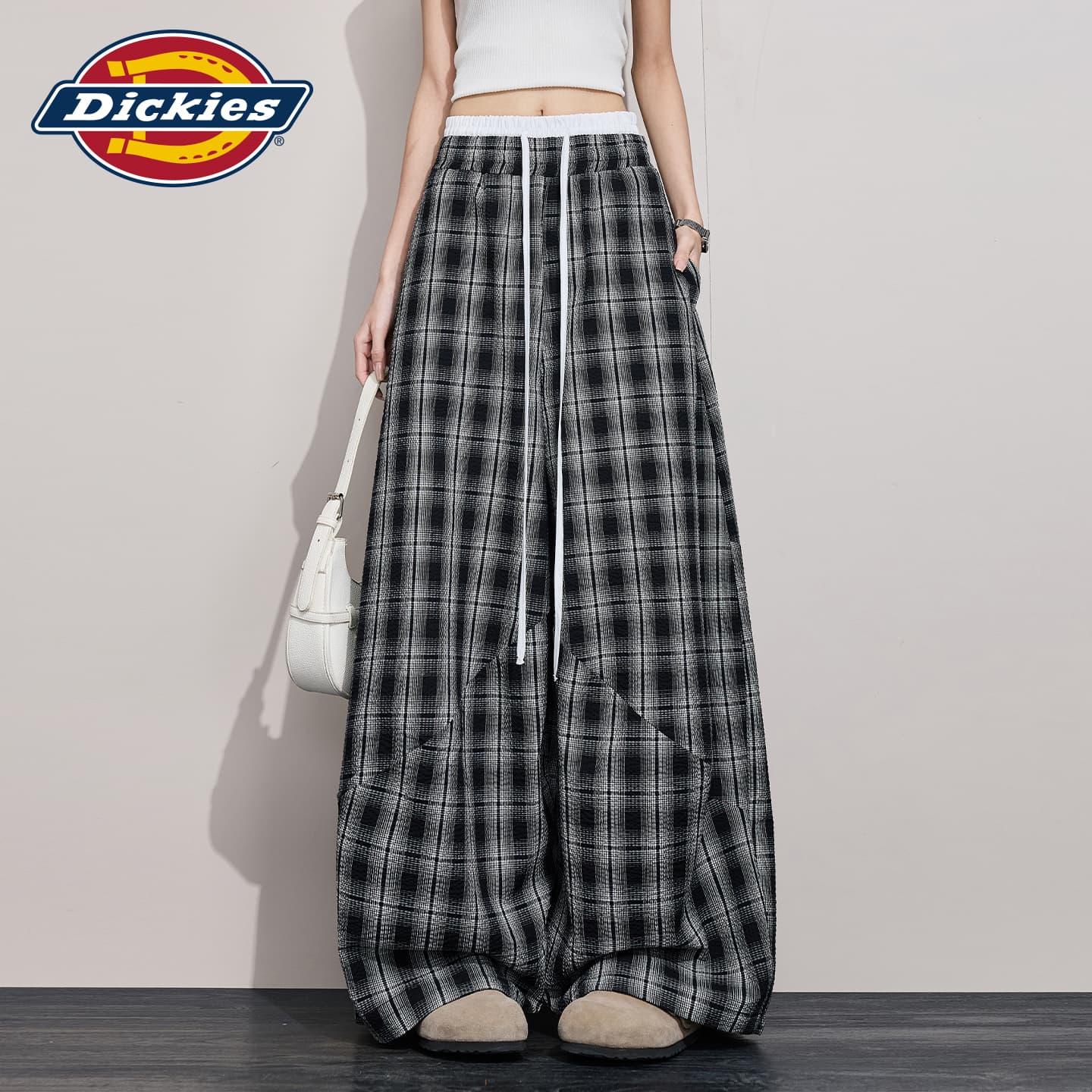 Штаны Dickies Серые Клетчатые Брюки Женские Повседневные Брюки - изображение 4