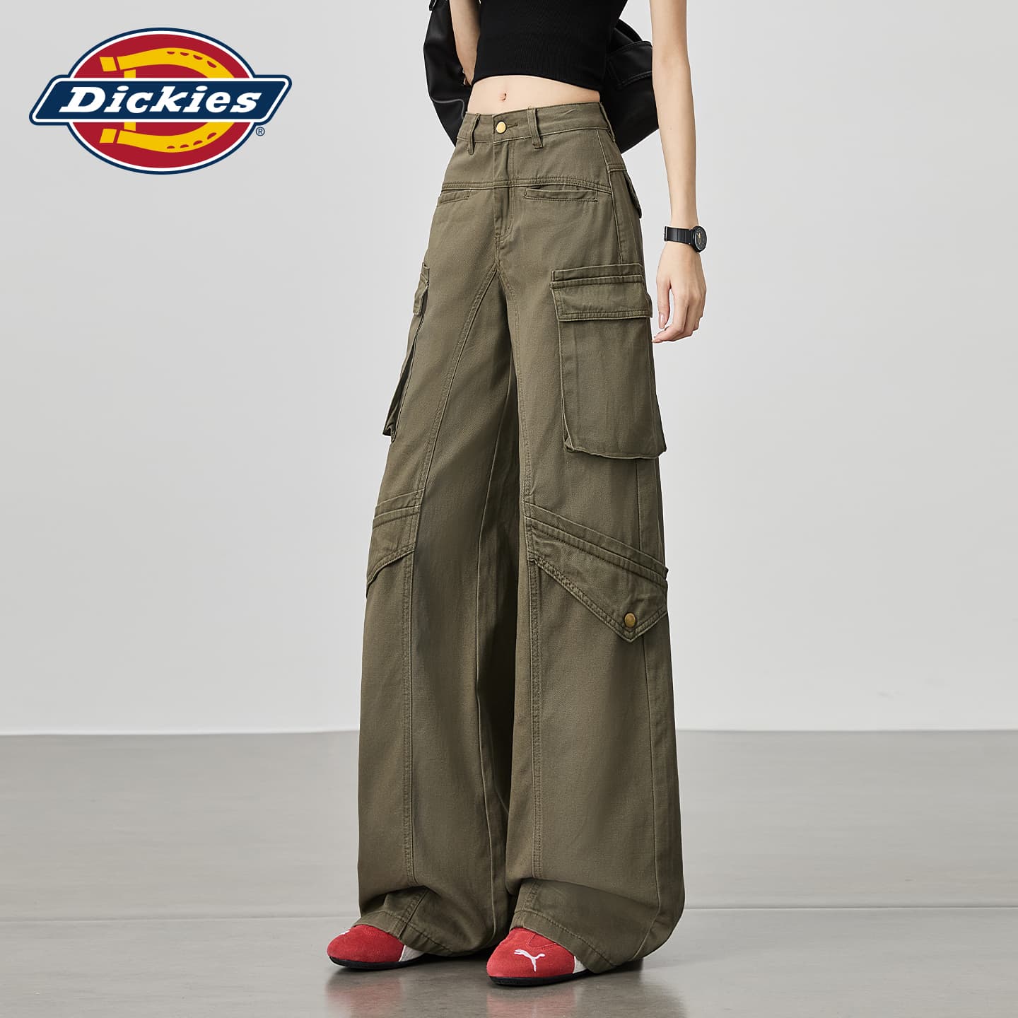 Джинсы Dickies Армия Зеленый Удлиненные Женские Джинсы - изображение 6