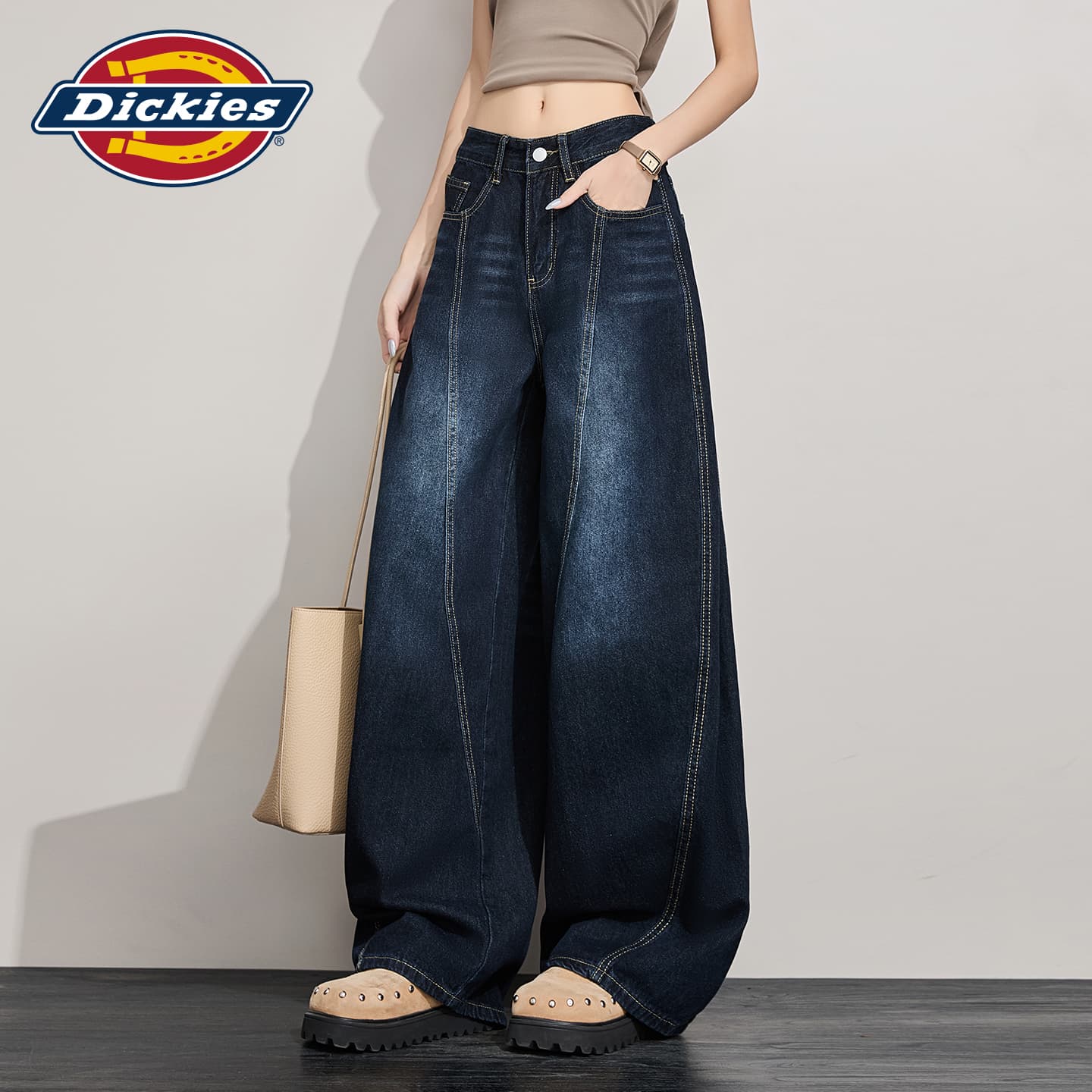 Джинсы Dickies Синий Серый Удлиненные Женские Джинсы - изображение 3