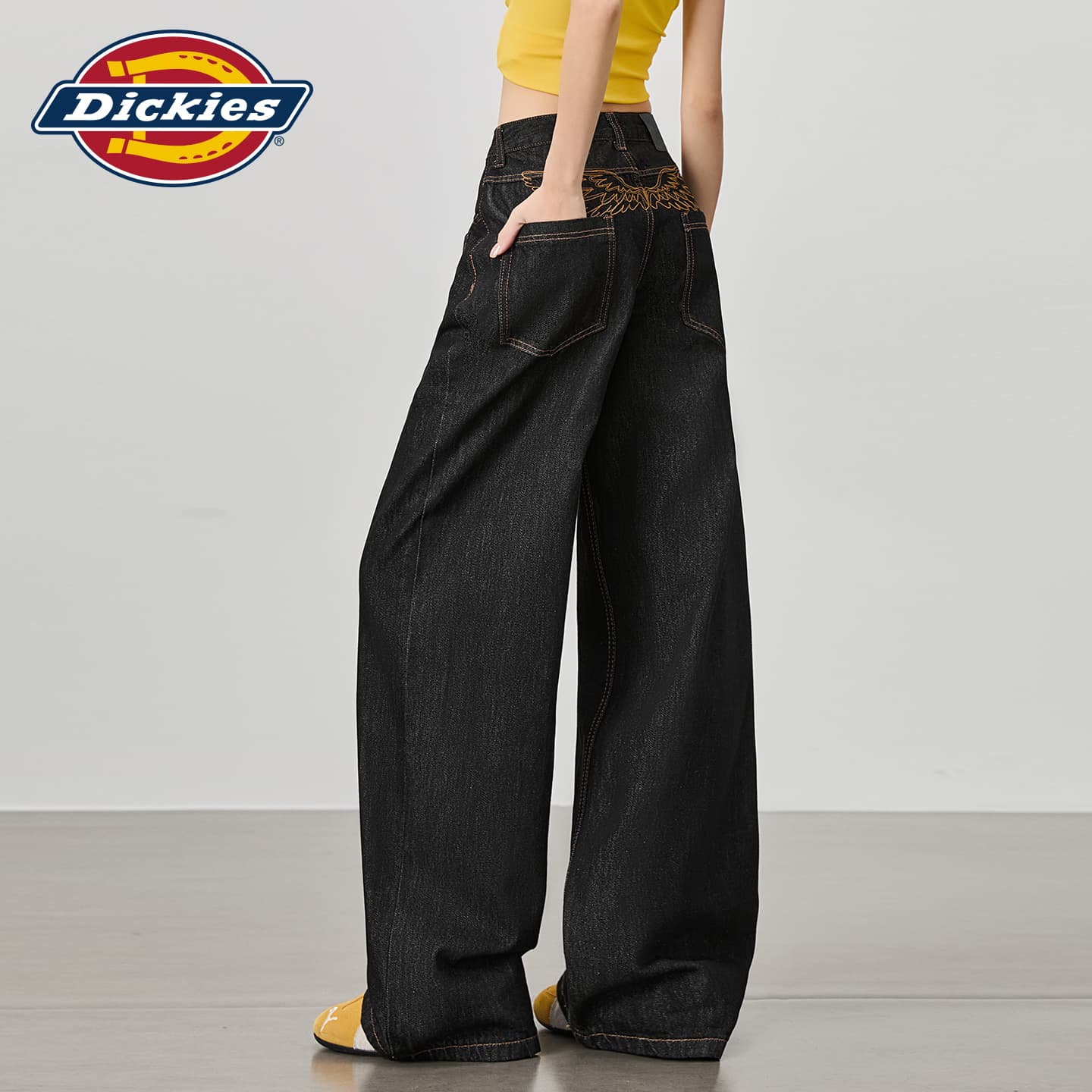 Джинсы Dickies Черный Золотой Удлиненные Женские Джинсы - изображение 3