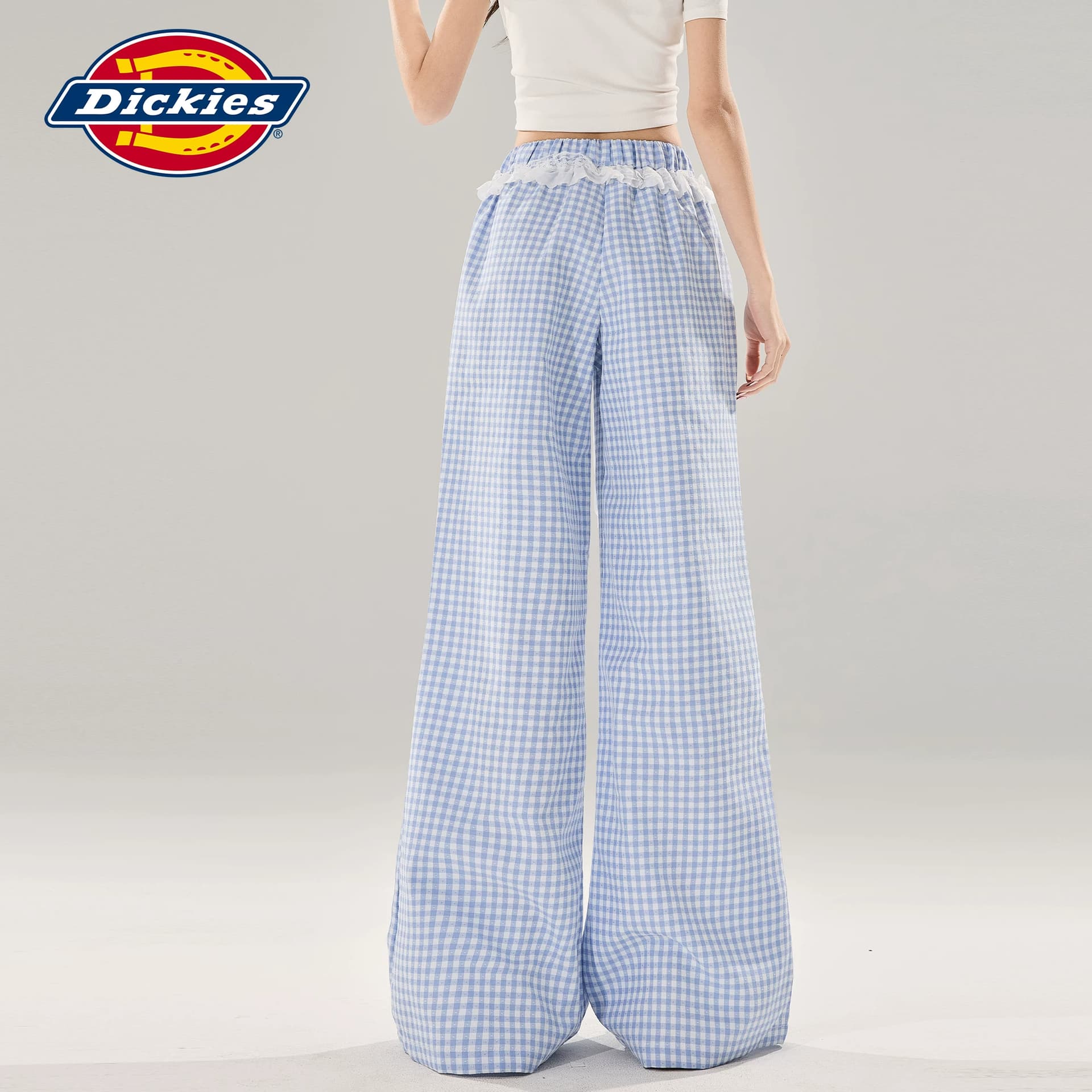 Штаны dickies Синяя клетка Удлиненная длина Женские Повседневные брюки - изображение 7
