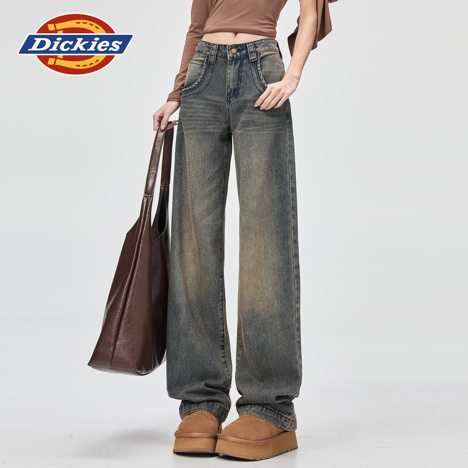 Джинсы dickies Ностальгический синий Удлиненная длина Женские Джинсы - изображение 3