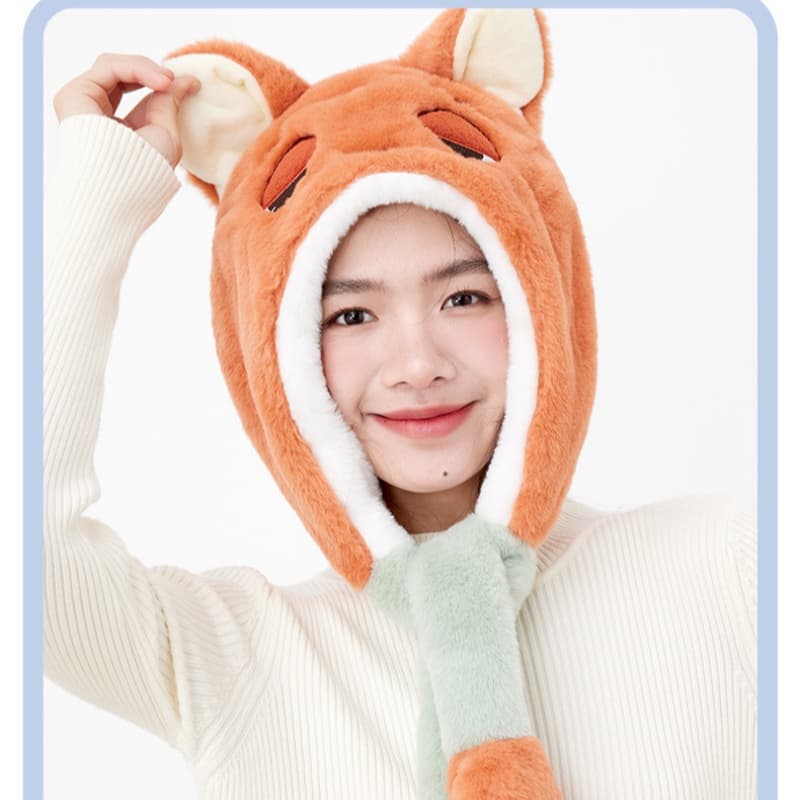 Disney 2026 Spring Festival Zootopia Полиэфирное волокно Капюшоны и плюшевые шапки Унисекс - изображение 3