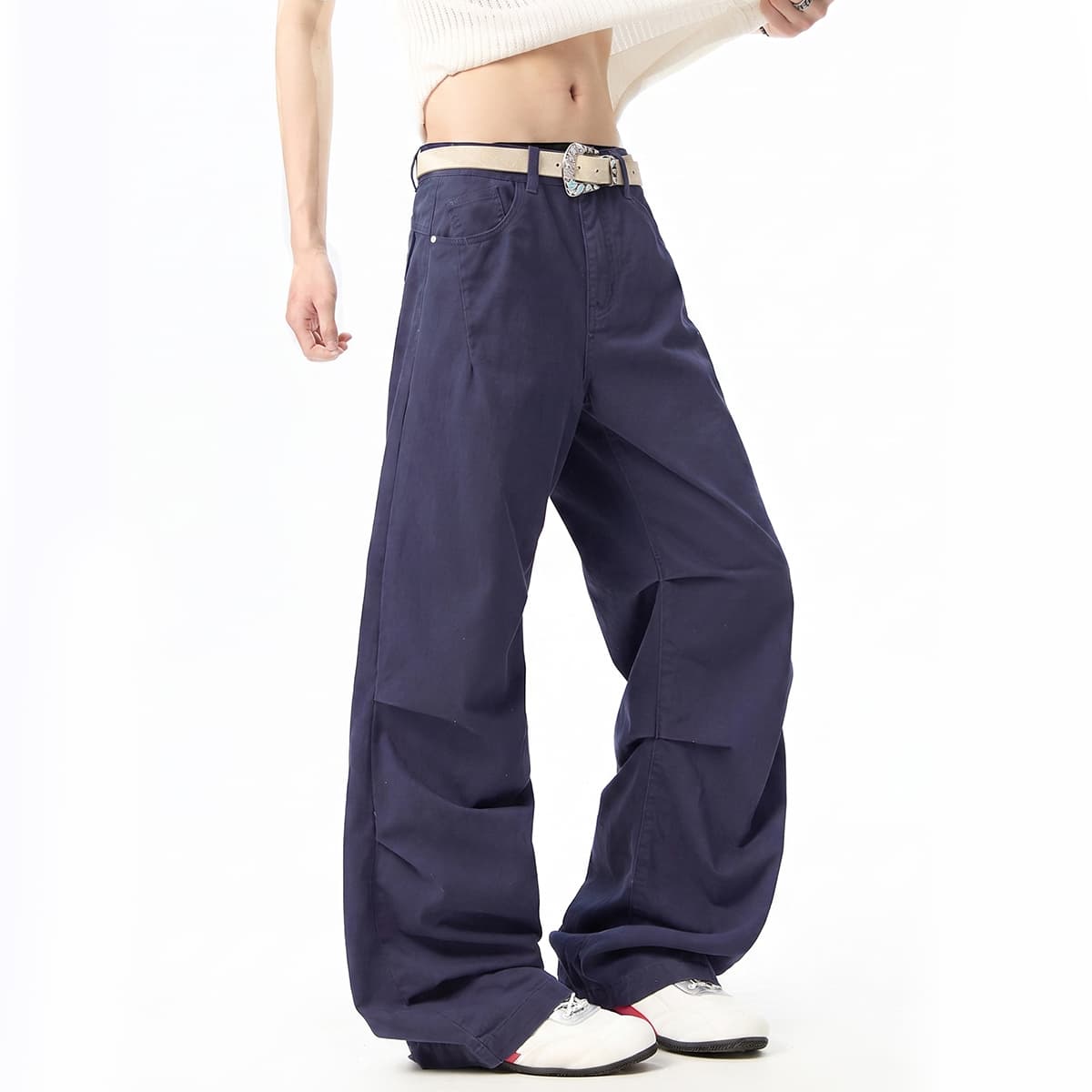 Штаны SUPEREALLY French Worker Blue Unisex Casual Pants SUPEREALLY Французский рабочий синий унисекс повседневные брюки - изображение 4