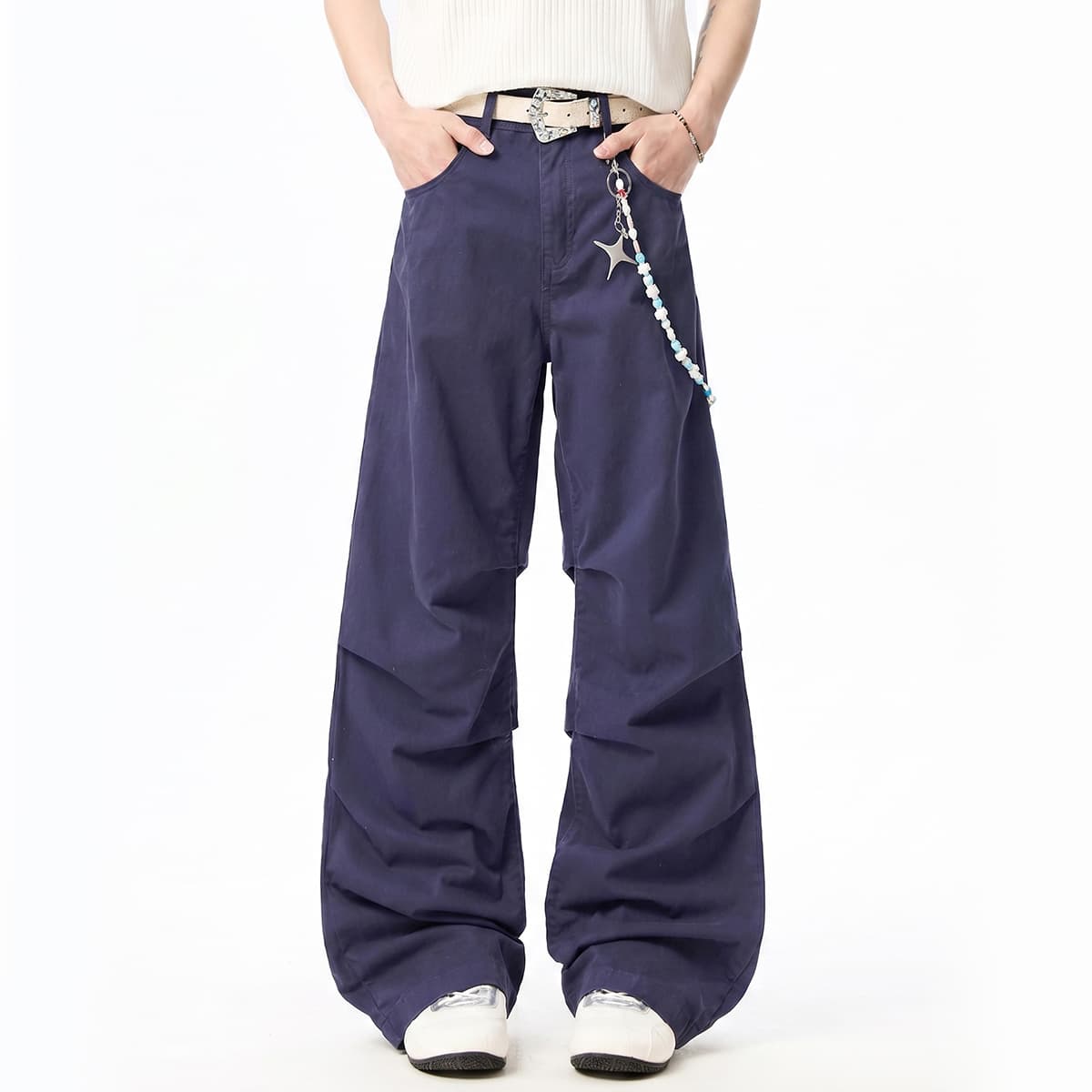 Штаны SUPEREALLY French Worker Blue Unisex Casual Pants SUPEREALLY Французский рабочий синий унисекс повседневные брюки - изображение 6