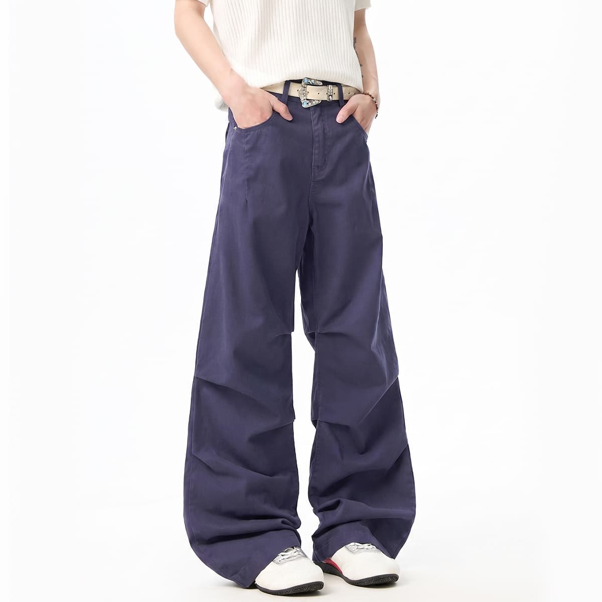 Штаны SUPEREALLY French Worker Blue Unisex Casual Pants SUPEREALLY Французский рабочий синий унисекс повседневные брюки - изображение 5