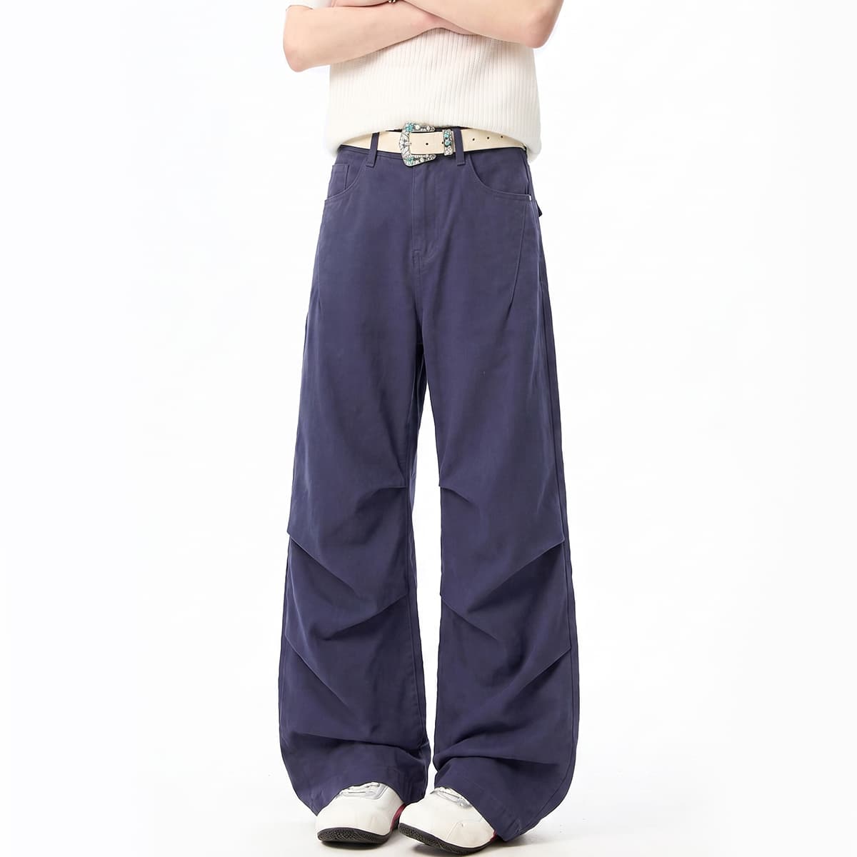 Штаны SUPEREALLY French Worker Blue Unisex Casual Pants SUPEREALLY Французский рабочий синий унисекс повседневные брюки - изображение 3