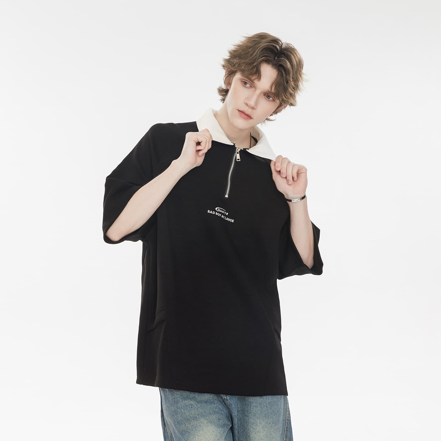 The Simpsons x Симпсоны Поло подростковый американский преппи стиль контрастная комбинация полузастежка модный премиум минималистичный принт с буквами отложной воротник топы повседневный универсальный дышащий удобный мягкий короткий рукав - изображение 14